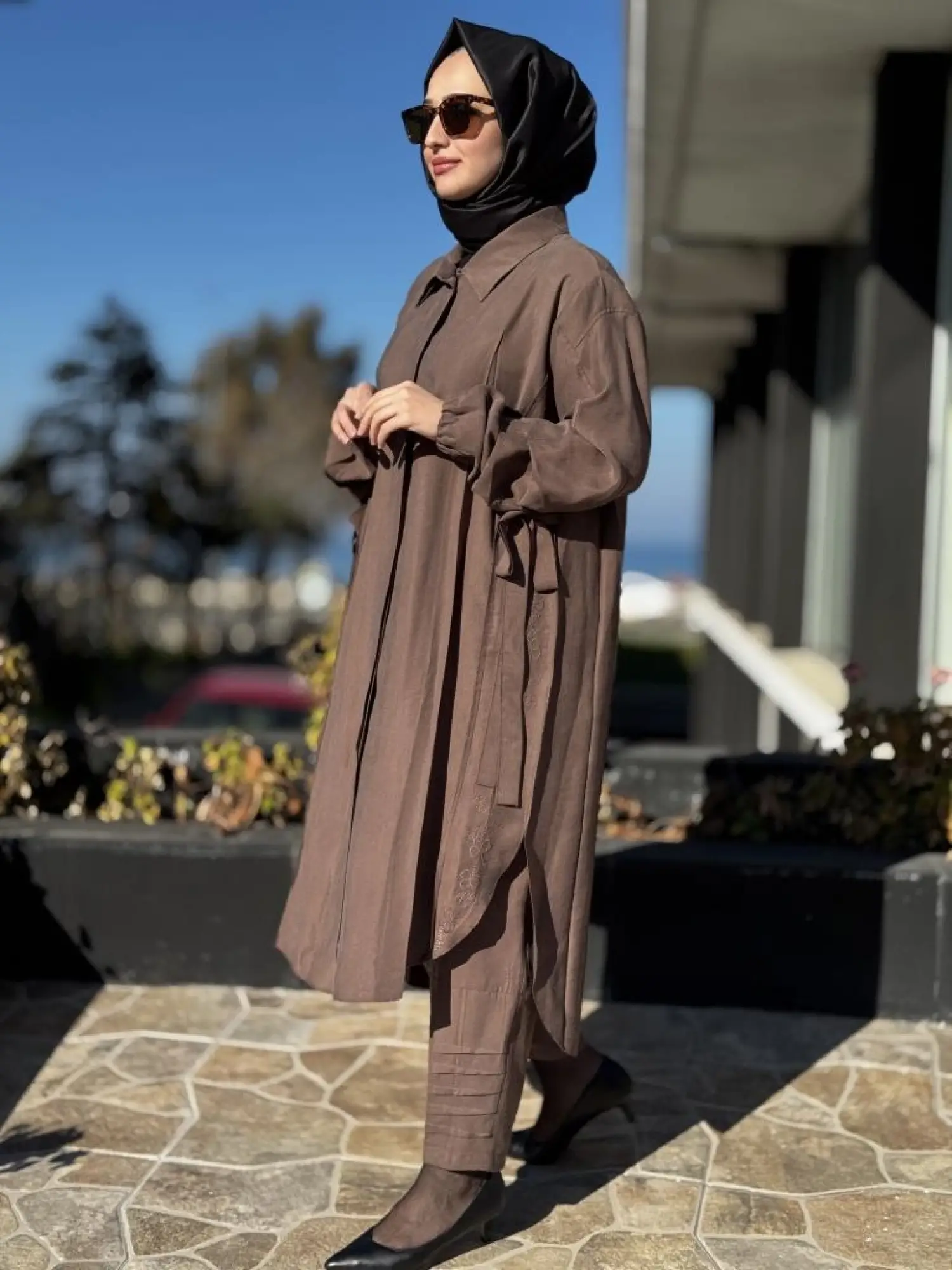 Misswhence Yanları Nakış Detaylı Gömlek Pantolon Takım 37301