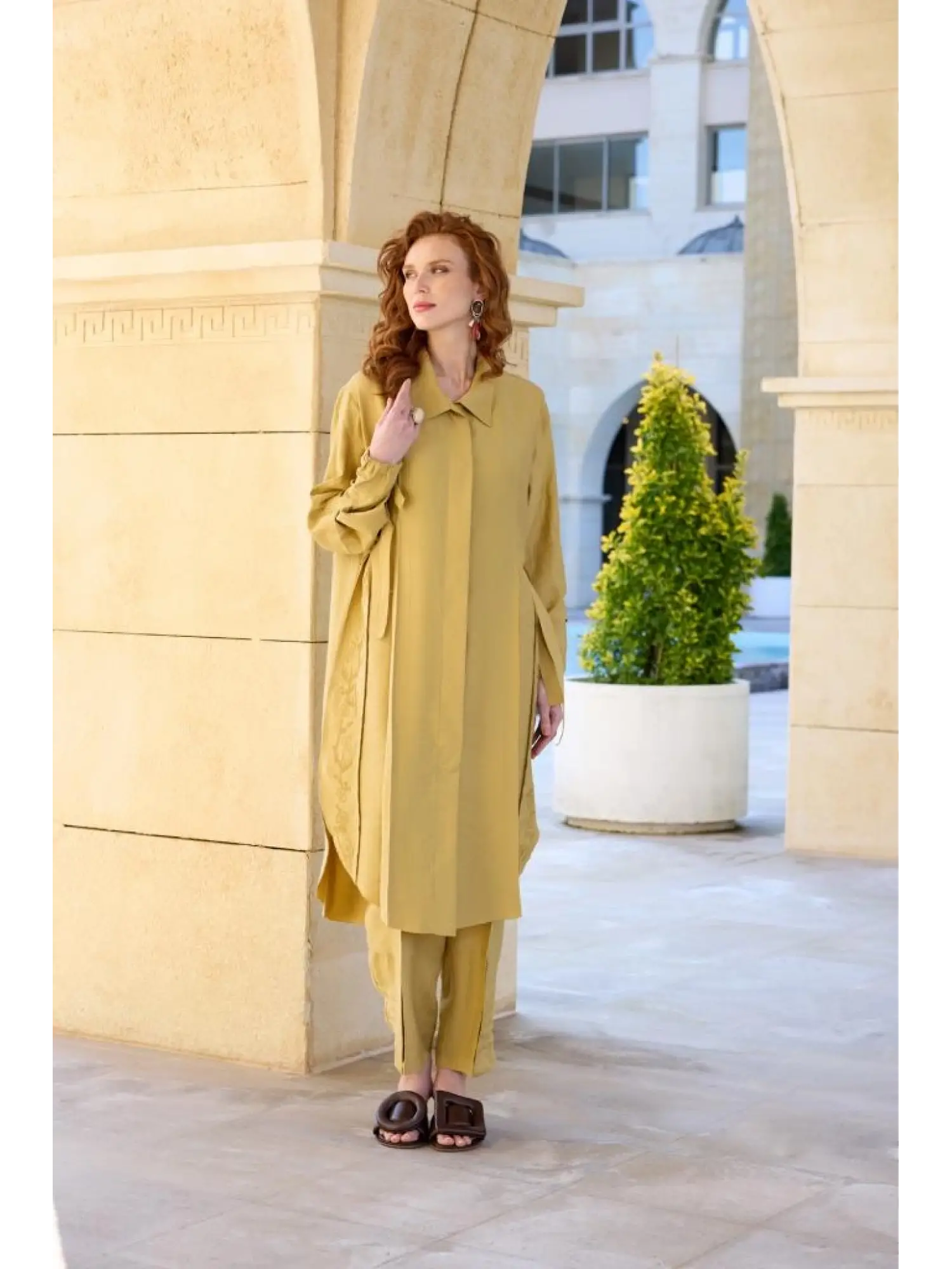 Misswhence Yanları Nakış Detaylı Gömlek Pantolon Takım 37301