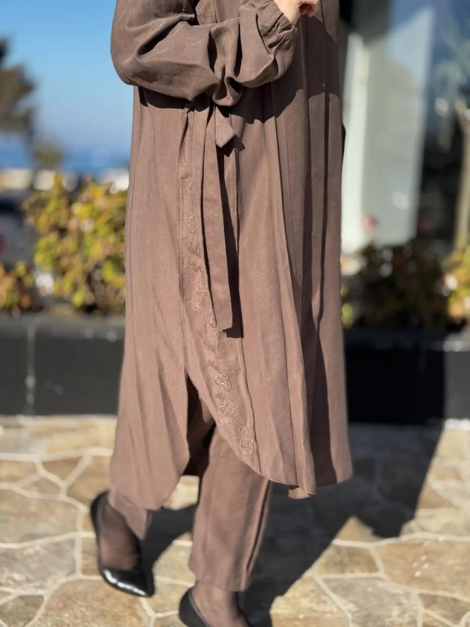 Misswhence Yanları Nakış Detaylı Gömlek Pantolon Takım 37301