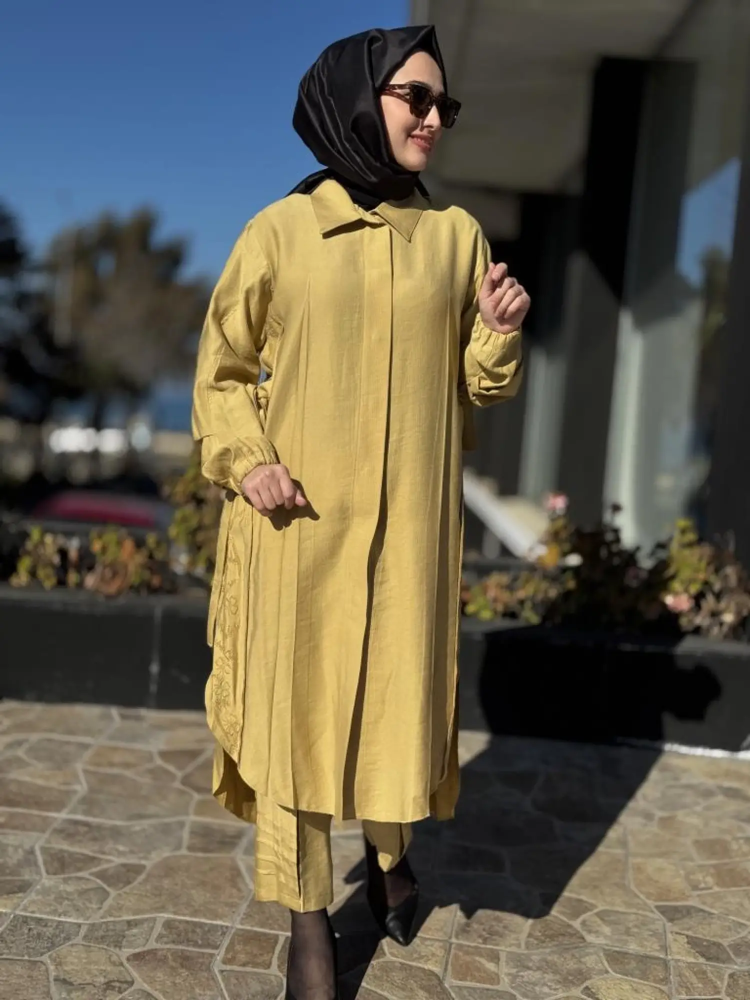 Misswhence Yanları Nakış Detaylı Gömlek Pantolon Takım 37301