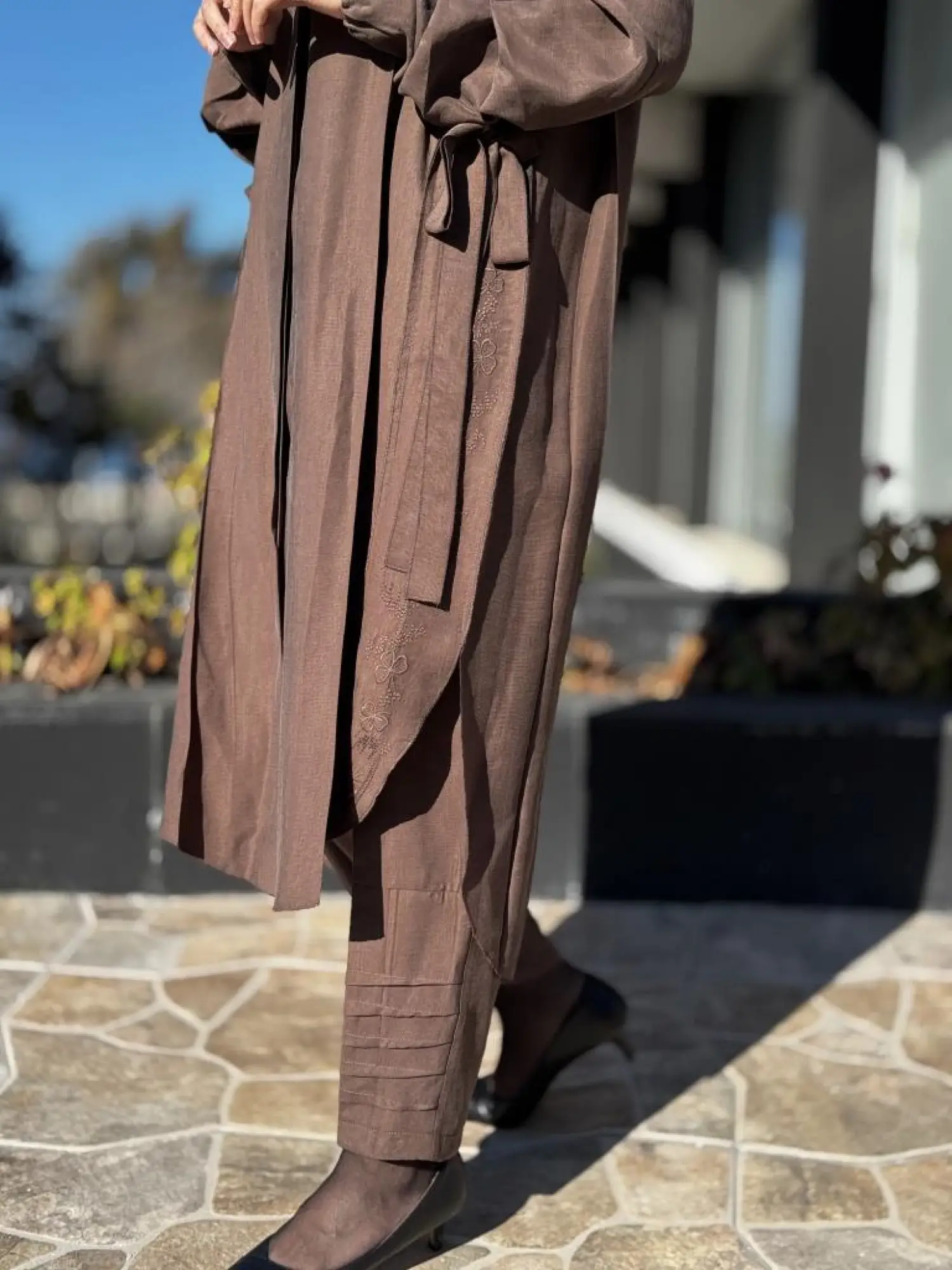 Misswhence Yanları Nakış Detaylı Gömlek Pantolon Takım 37301