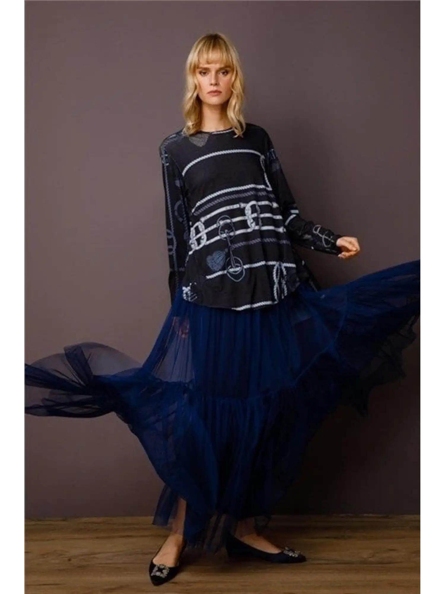 Noi Dizden Büzgü Tül Etek 43412