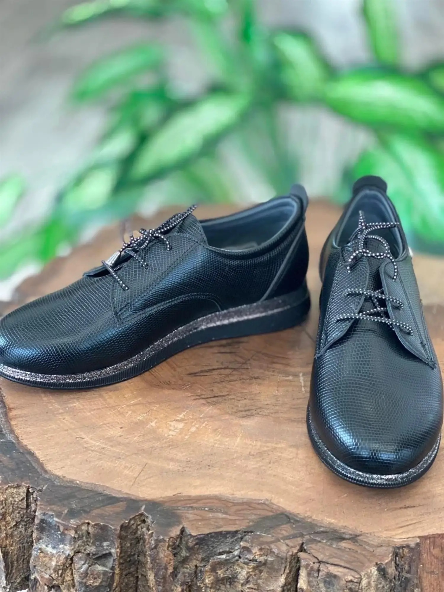 Pierre Cardin Simli Siyah Deri Günlük Kadın Ayakkabı