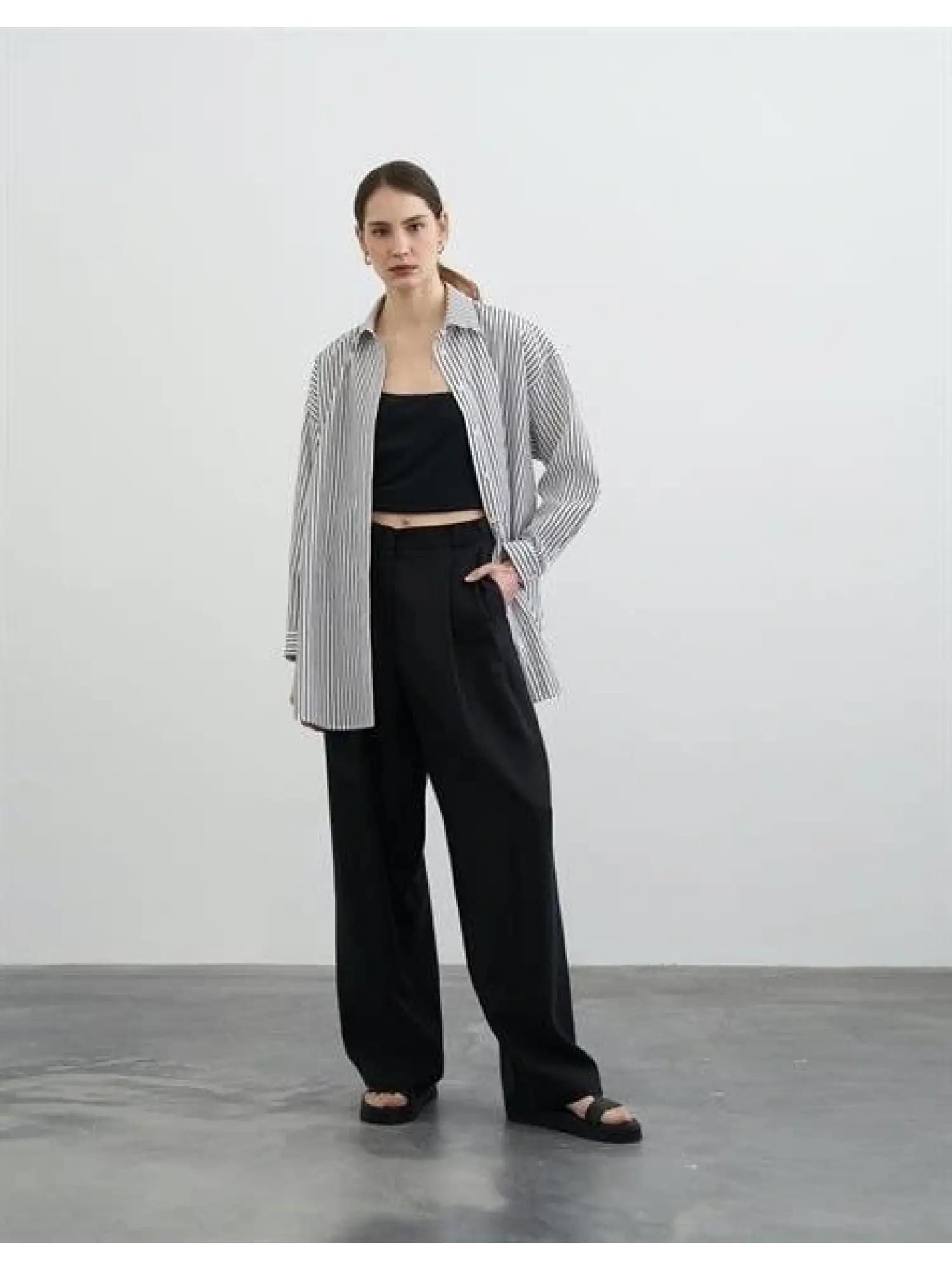 QOOQ Cepli Bol Paça Siyah Bruno Pantolon 23SS338