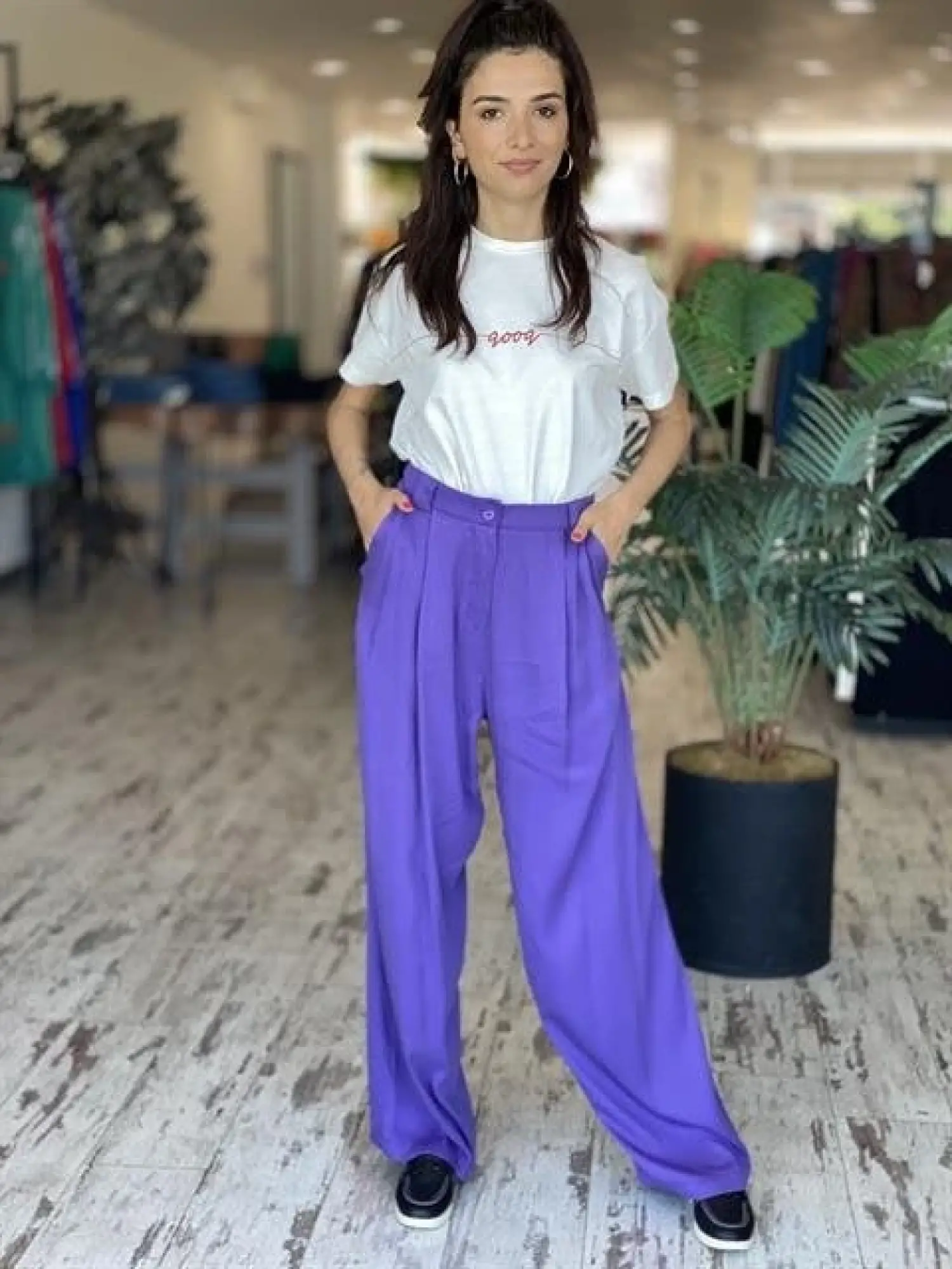 QOOQ Cepli Bol Paça Siyah Bruno Pantolon 23SS338