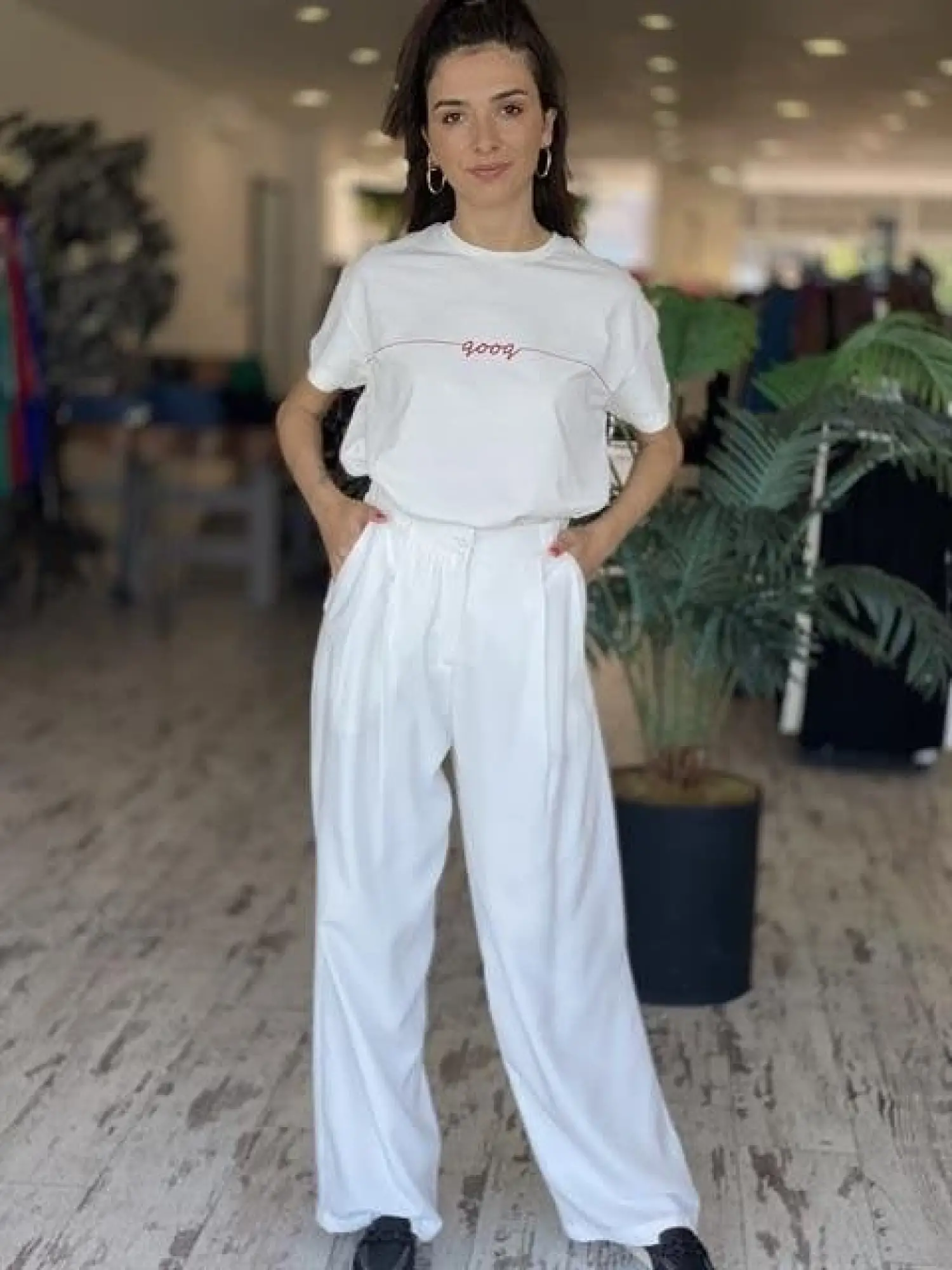 QOOQ Cepli Bol Paça Siyah Bruno Pantolon 23SS338