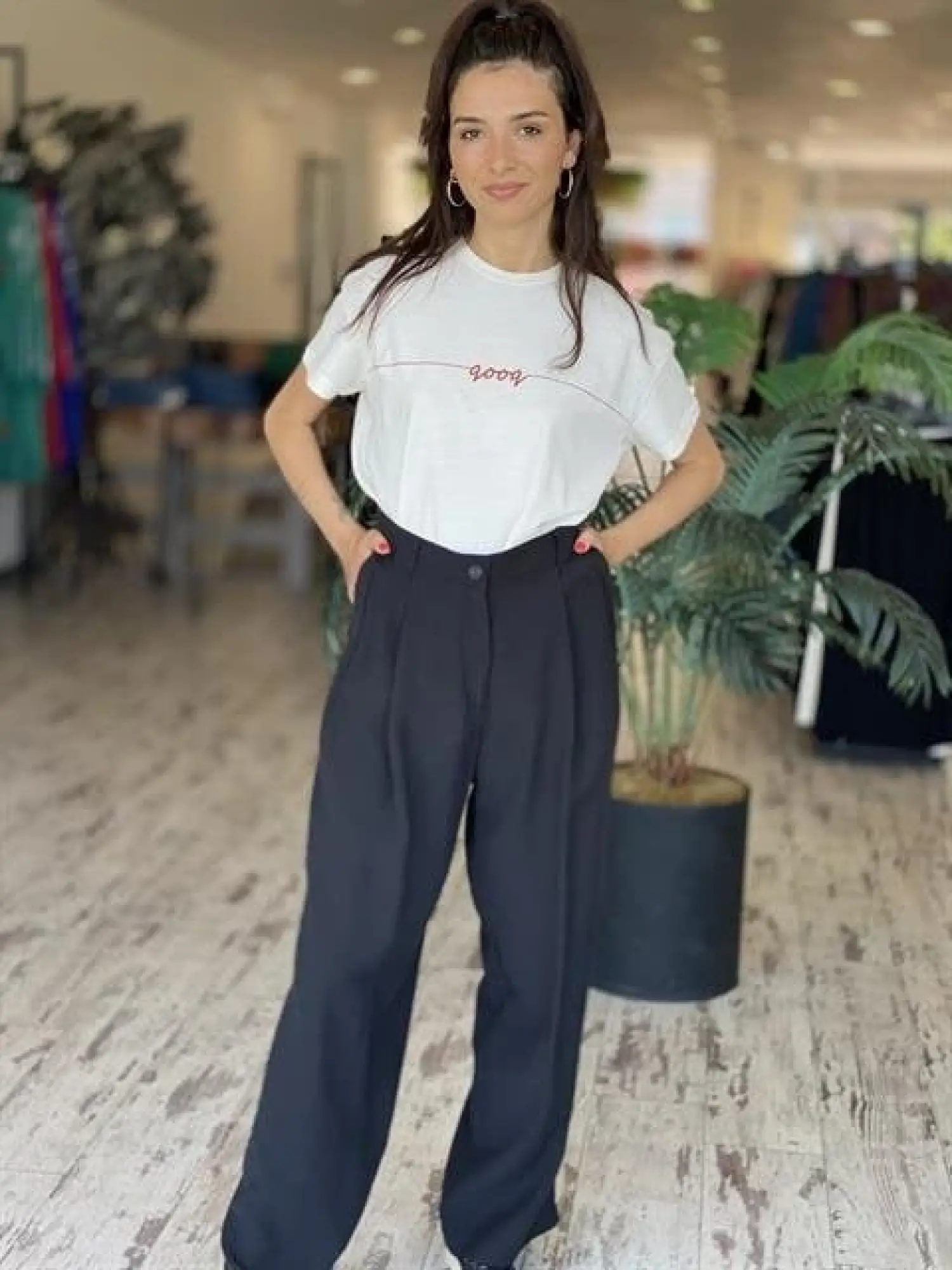 QOOQ Cepli Bol Paça Siyah Bruno Pantolon 23SS338