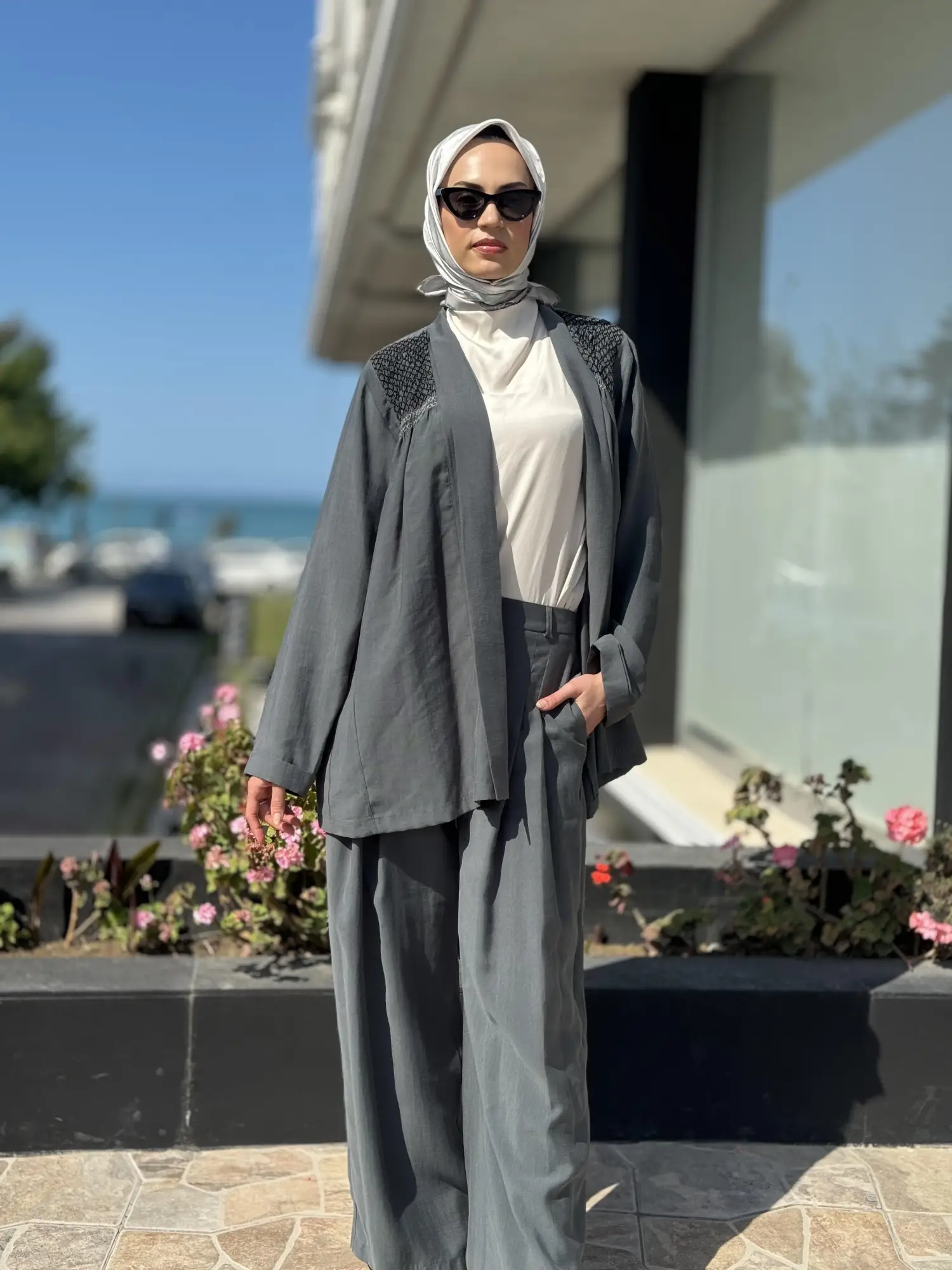 QOOQ Kroşeta Keten Ceket / Kimono 24SS604