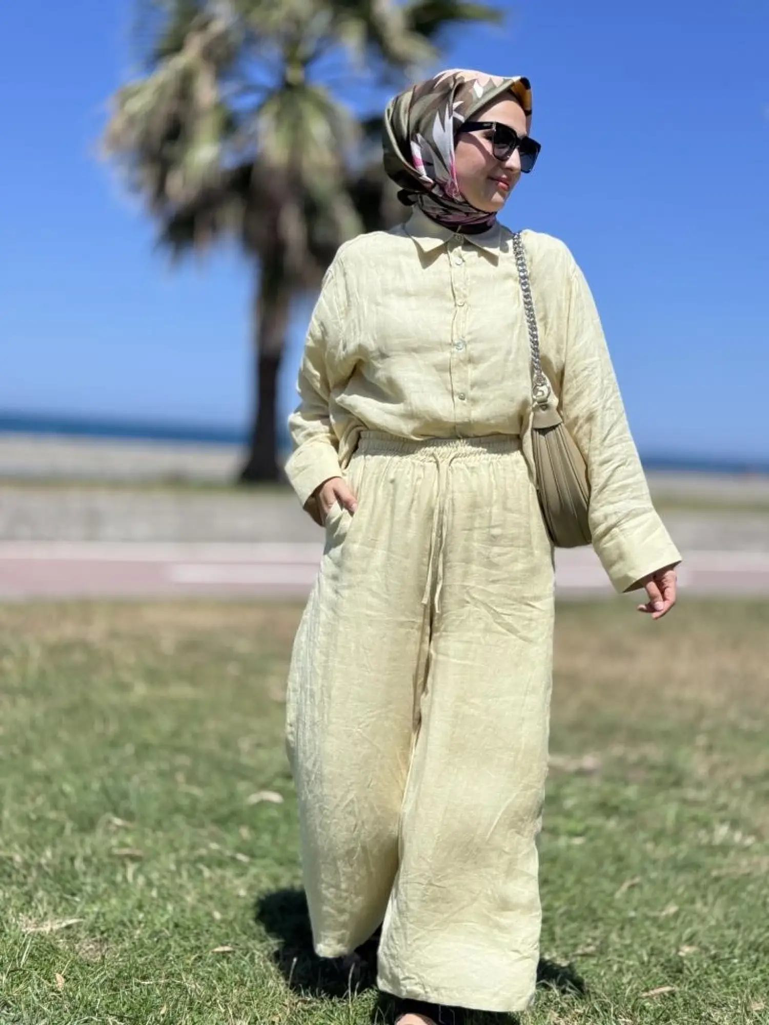 QooQ Store Beli Lastikli Bol Paça Keten Soffy Pantolon 25SS309