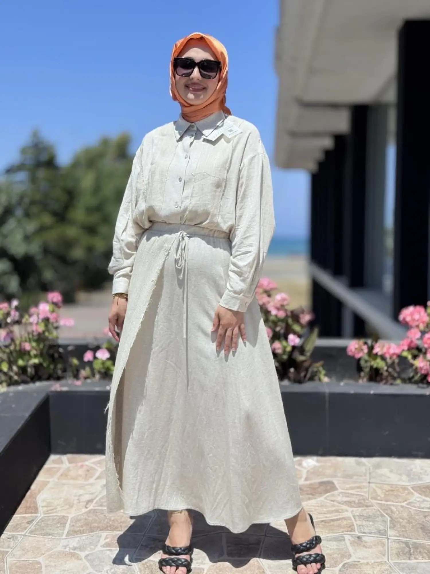 QooQ Store Çakıl Keten Gömlek Etek Takım 25SS219