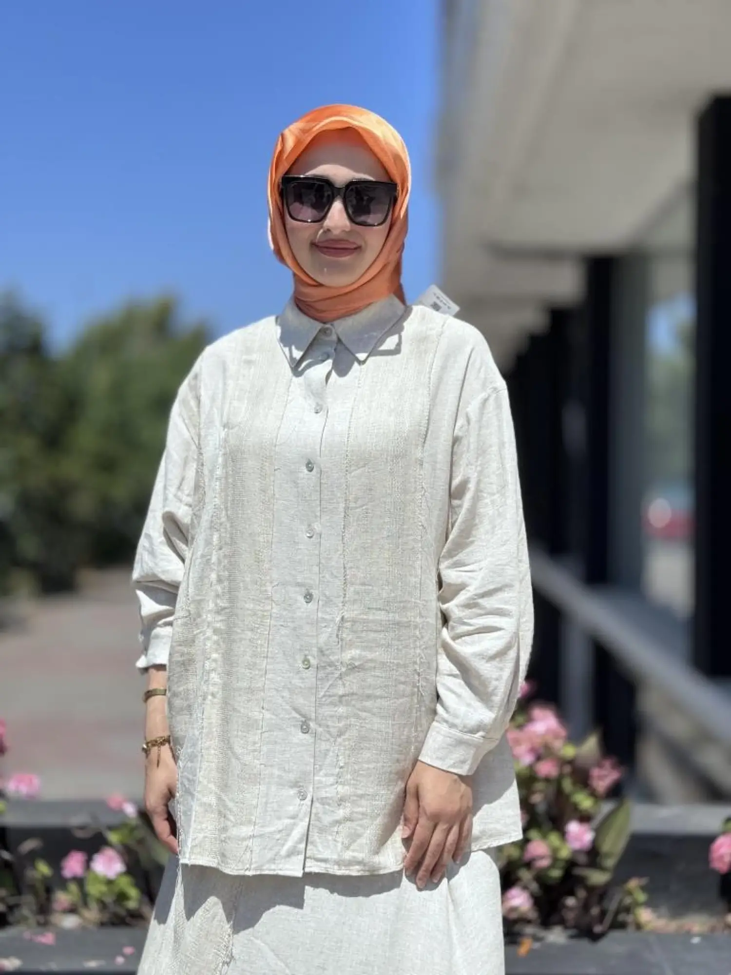 QooQ Store Çakıl Keten Gömlek Etek Takım 25SS219
