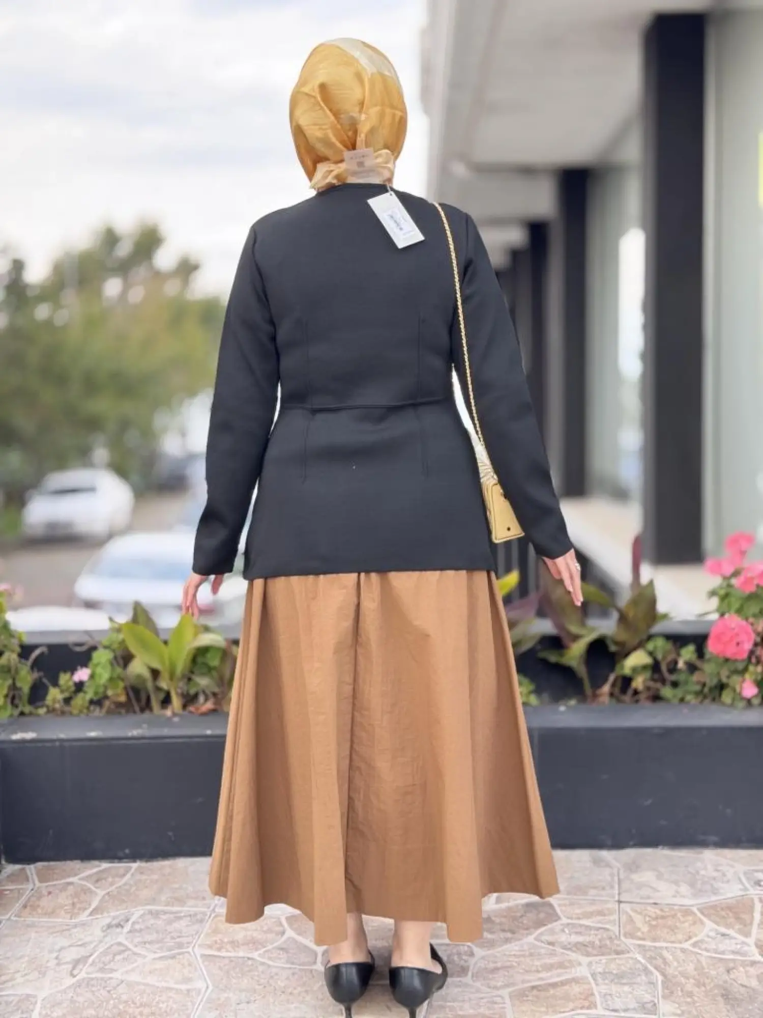 QooQ Store Camel Krinkıl Etek 26FW502