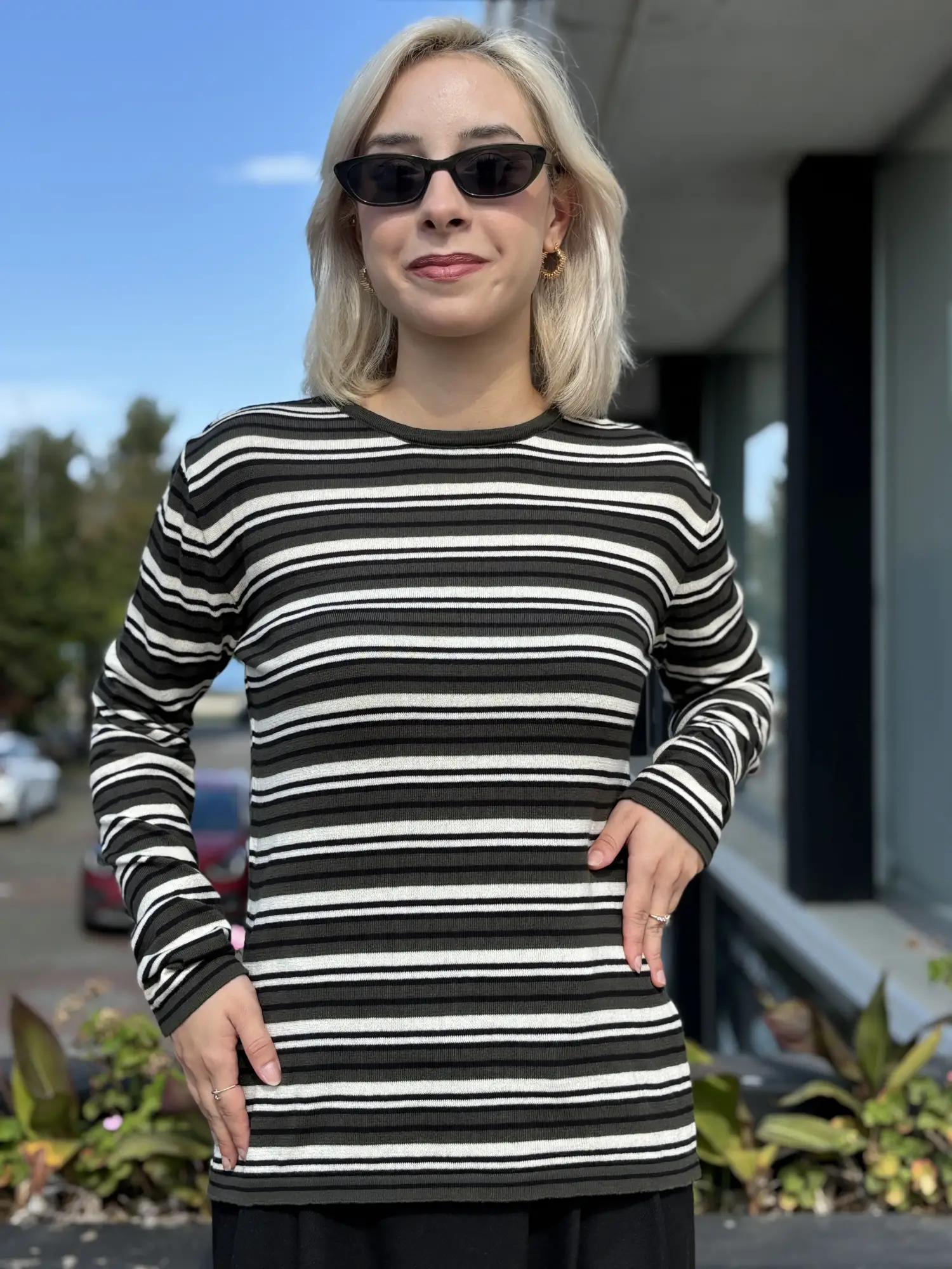 QooQ Store Çizgi Detaylı Triko Bluz 27FW233