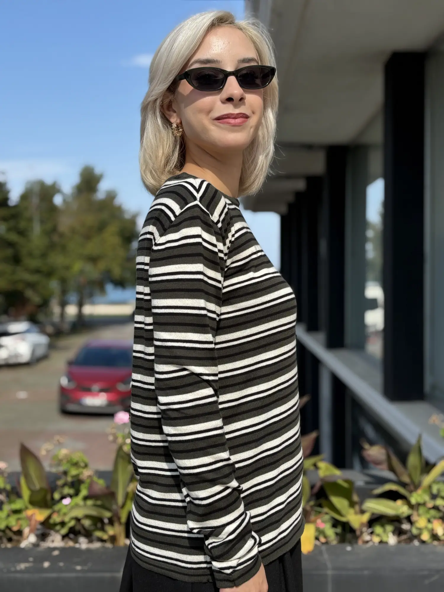 QooQ Store Çizgi Detaylı Triko Bluz 27FW233