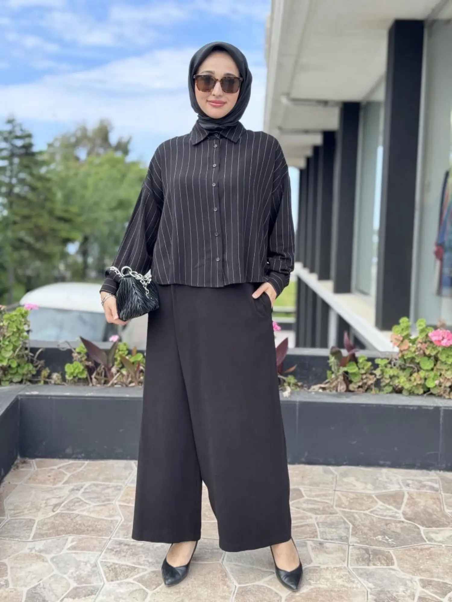 QooQ Store Line Çizgili Kısa Gömlek 25SS205