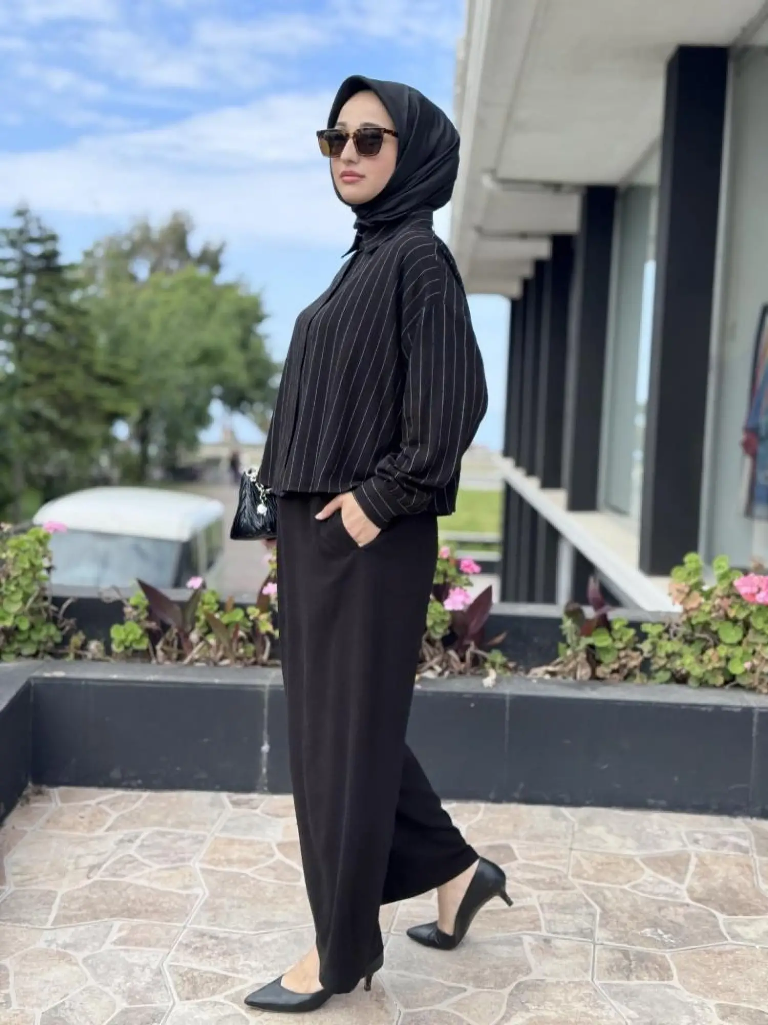 QooQ Store Line Çizgili Kısa Gömlek 25SS205