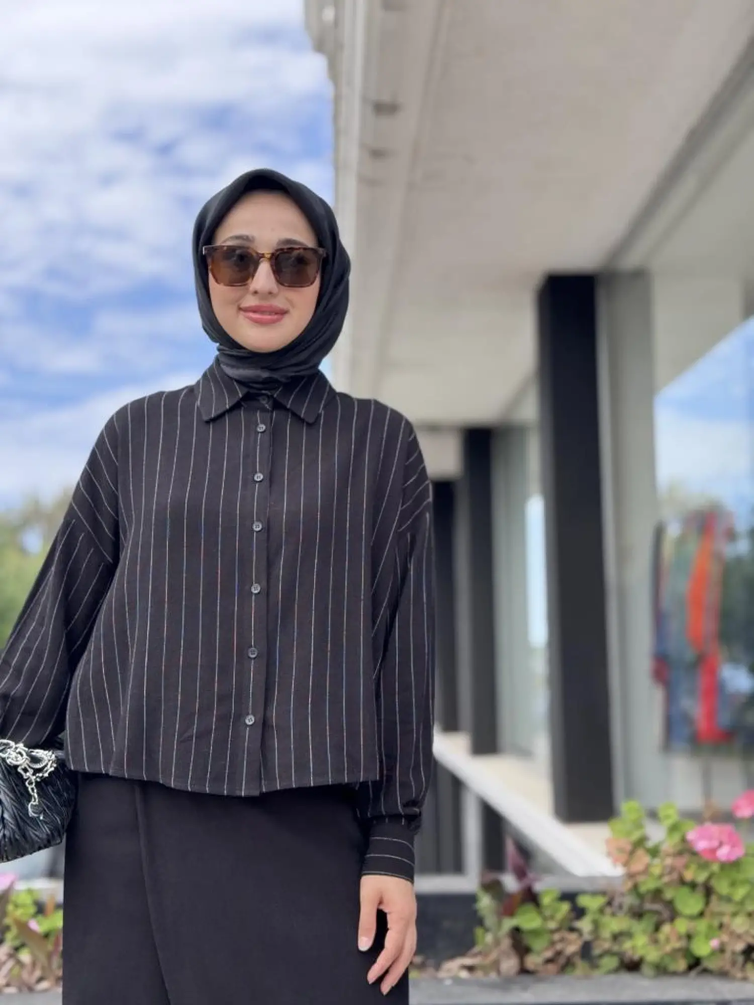 QooQ Store Line Çizgili Kısa Gömlek 25SS205