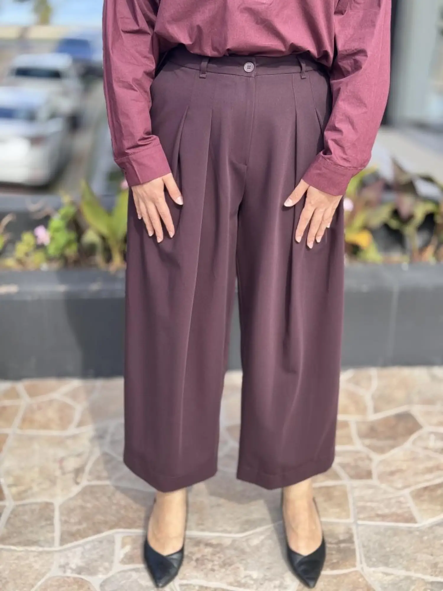 QooQ Store Mürdüm Pileli Pantolon 26FW318