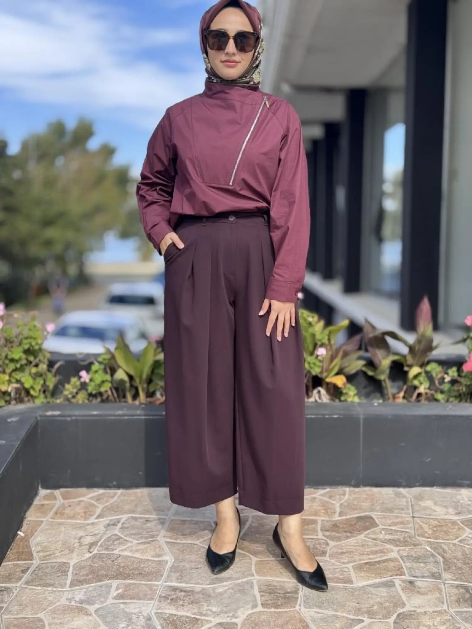 QooQ Store Mürdüm Pileli Pantolon 26FW318