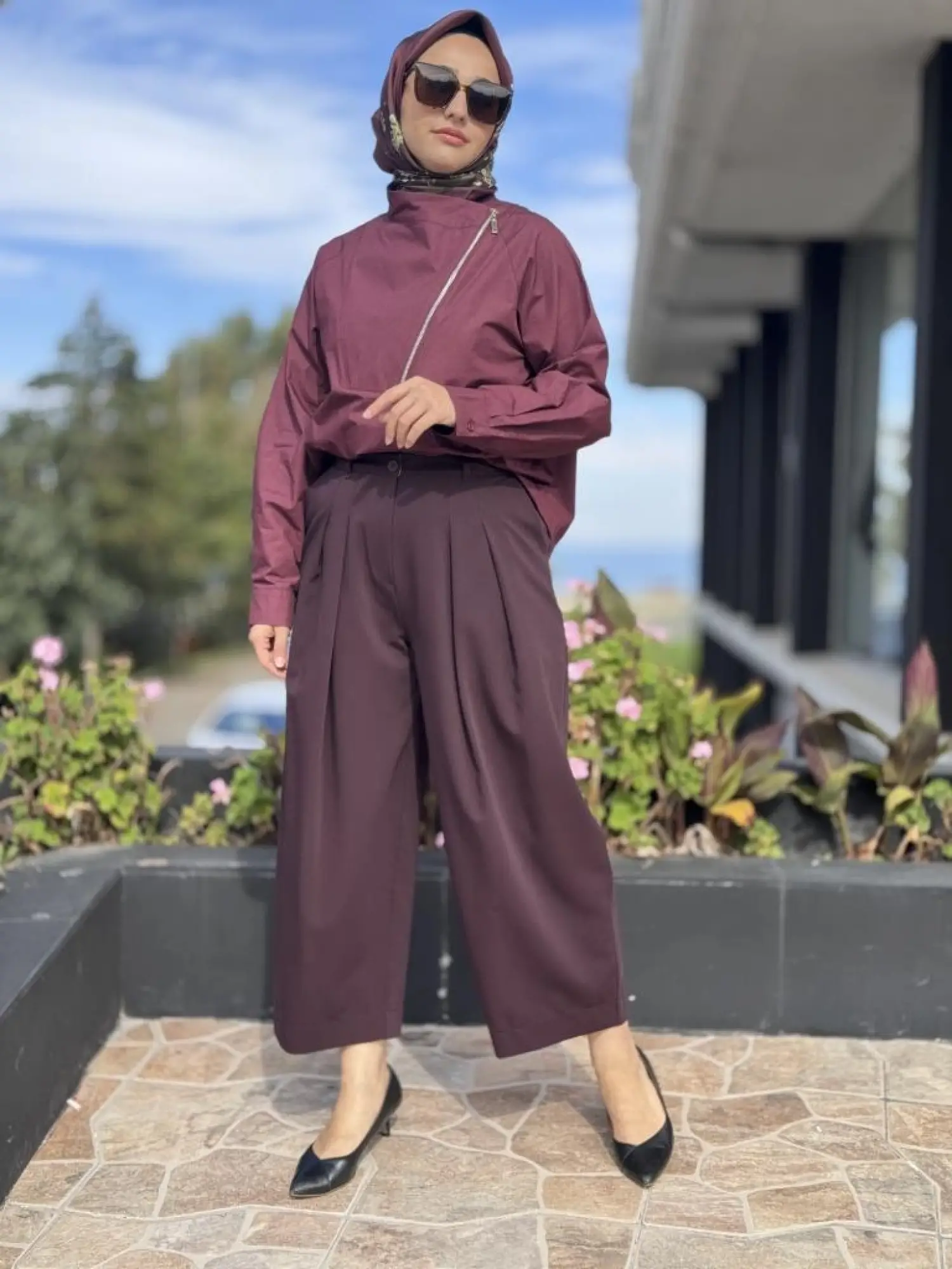 QooQ Store Mürdüm Pileli Pantolon 26FW318