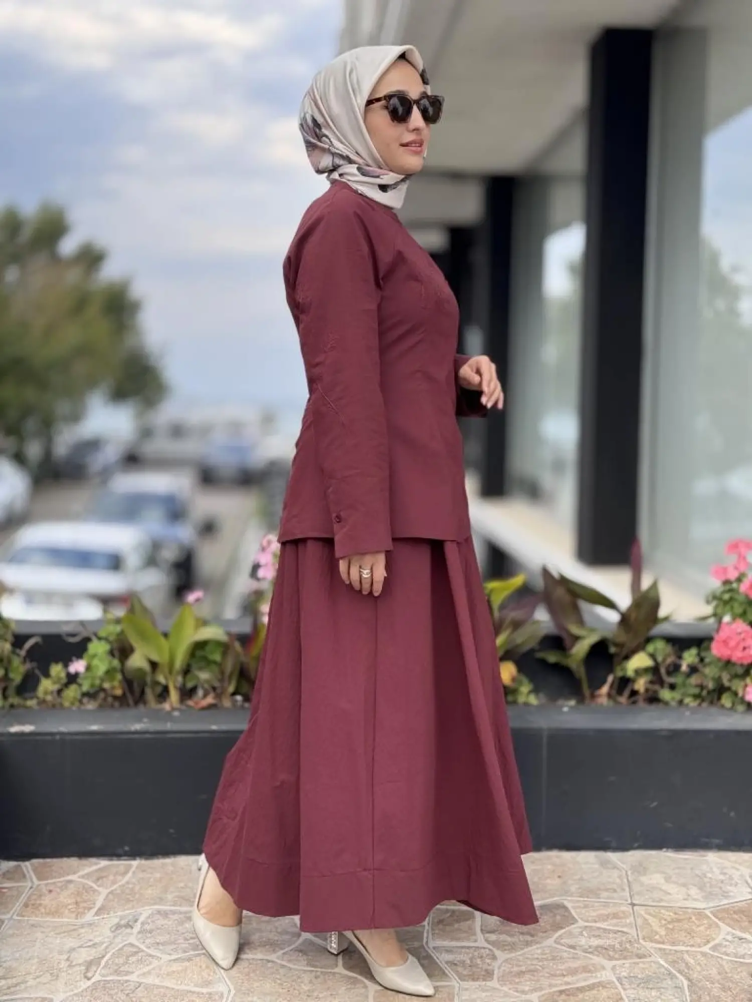 QooQ Store Nakış Detaylı Çift Yönlü Bluz Etek Takım 26FW210