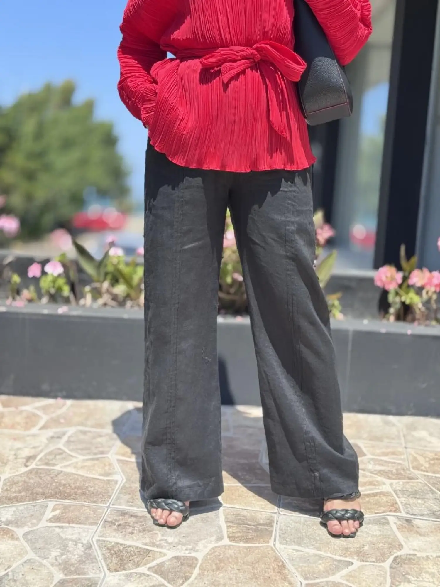 QooQ Store Önü Nervürlü Keten Ice Pantolon 25SS328