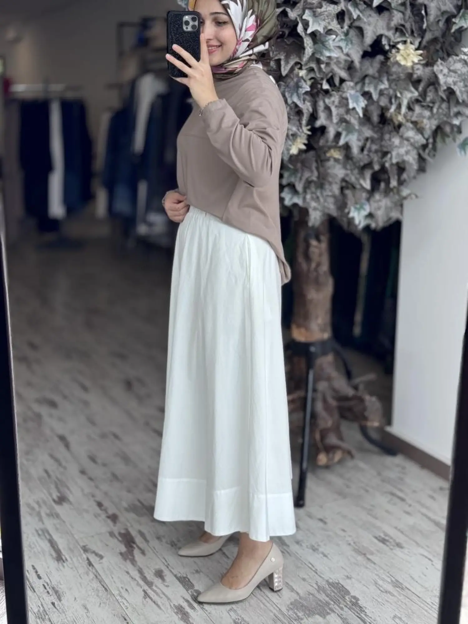 QooQ Store Sar Poplin Cepli Kloş Etek 25SS537