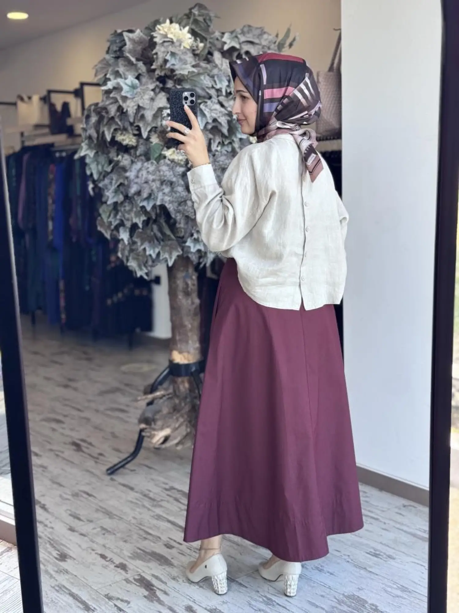 QooQ Store Sar Poplin Cepli Kloş Etek 25SS537