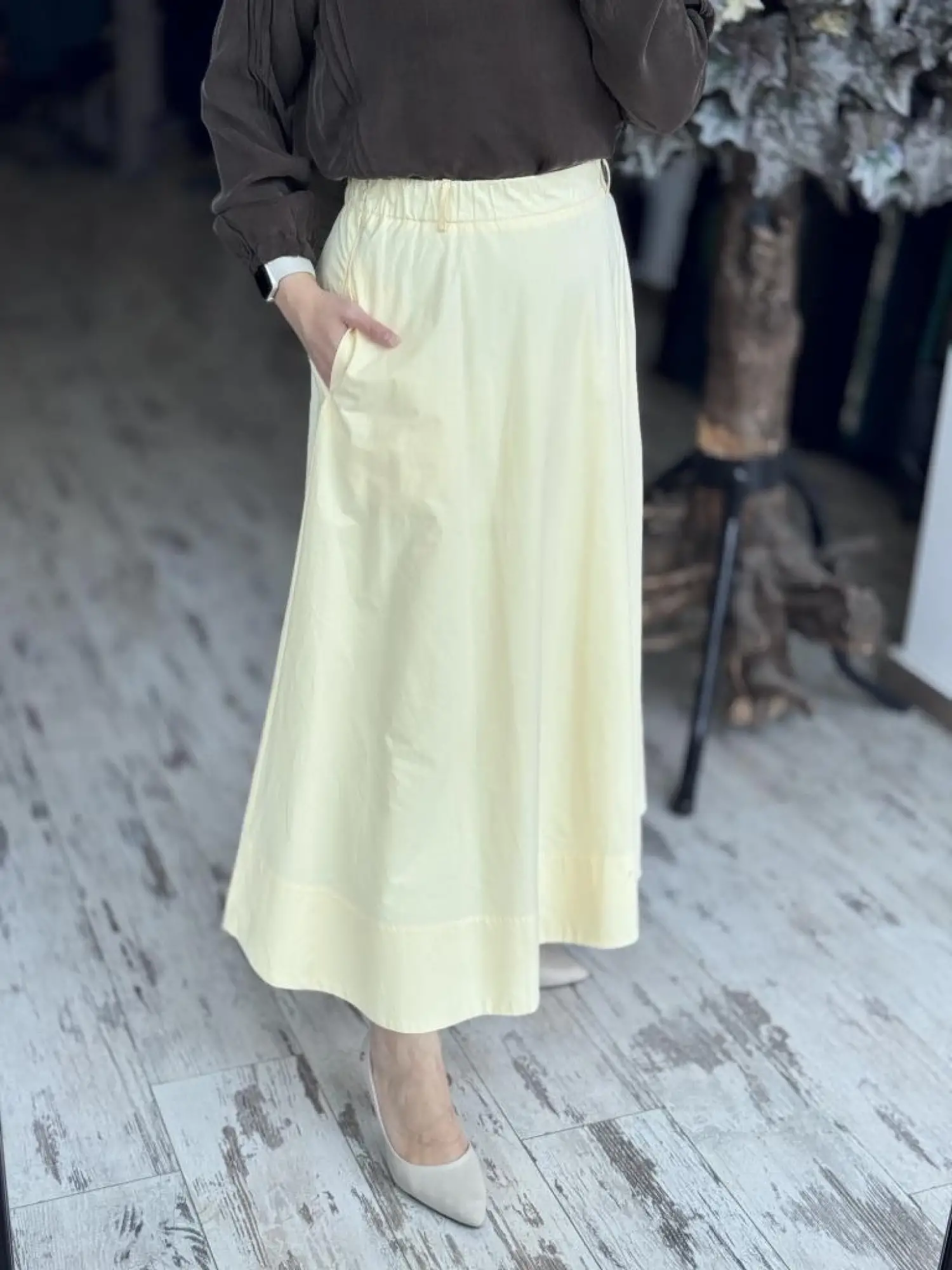 QooQ Store Sar Poplin Cepli Kloş Etek 25SS537