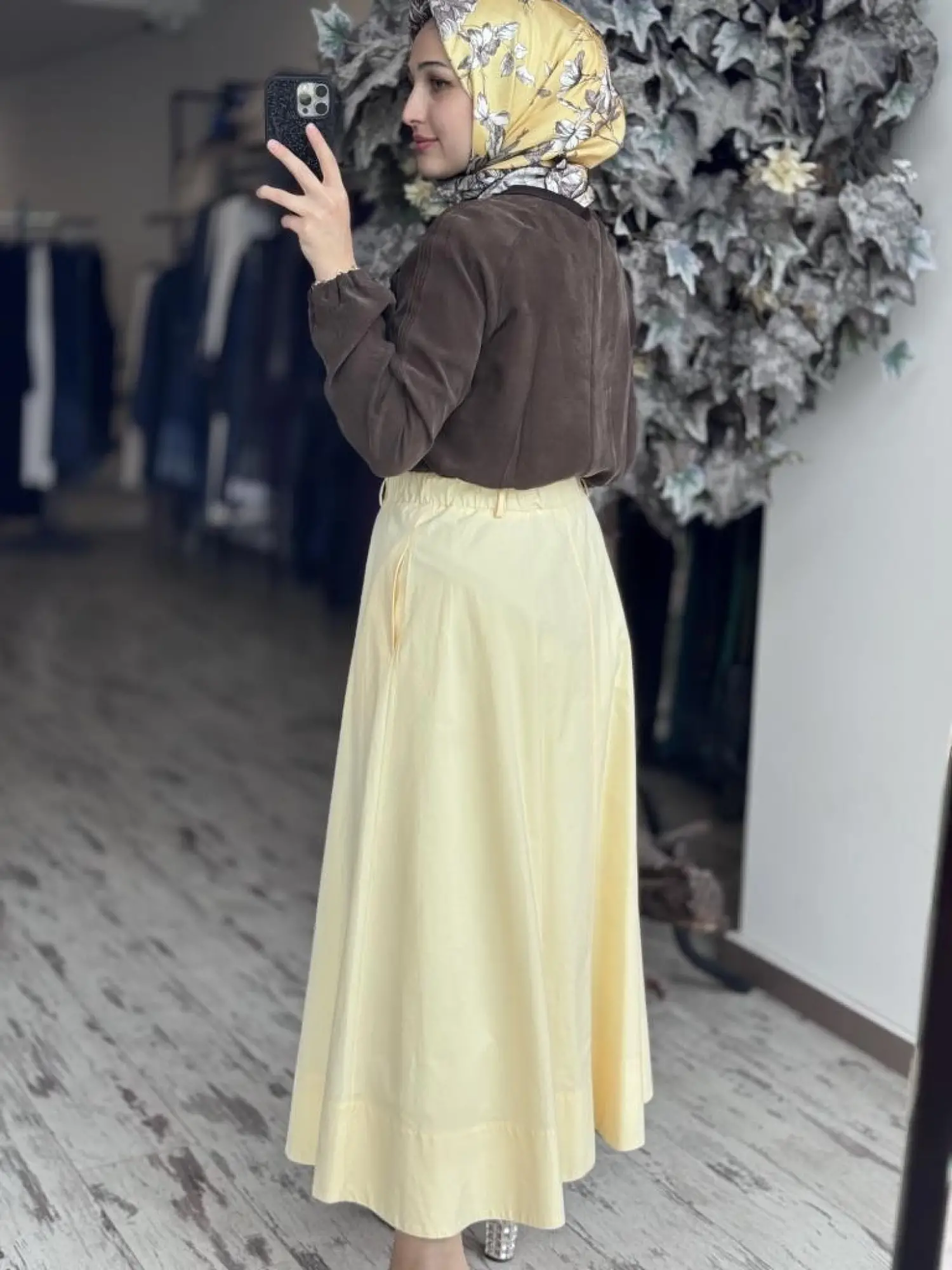 QooQ Store Sar Poplin Cepli Kloş Etek 25SS537