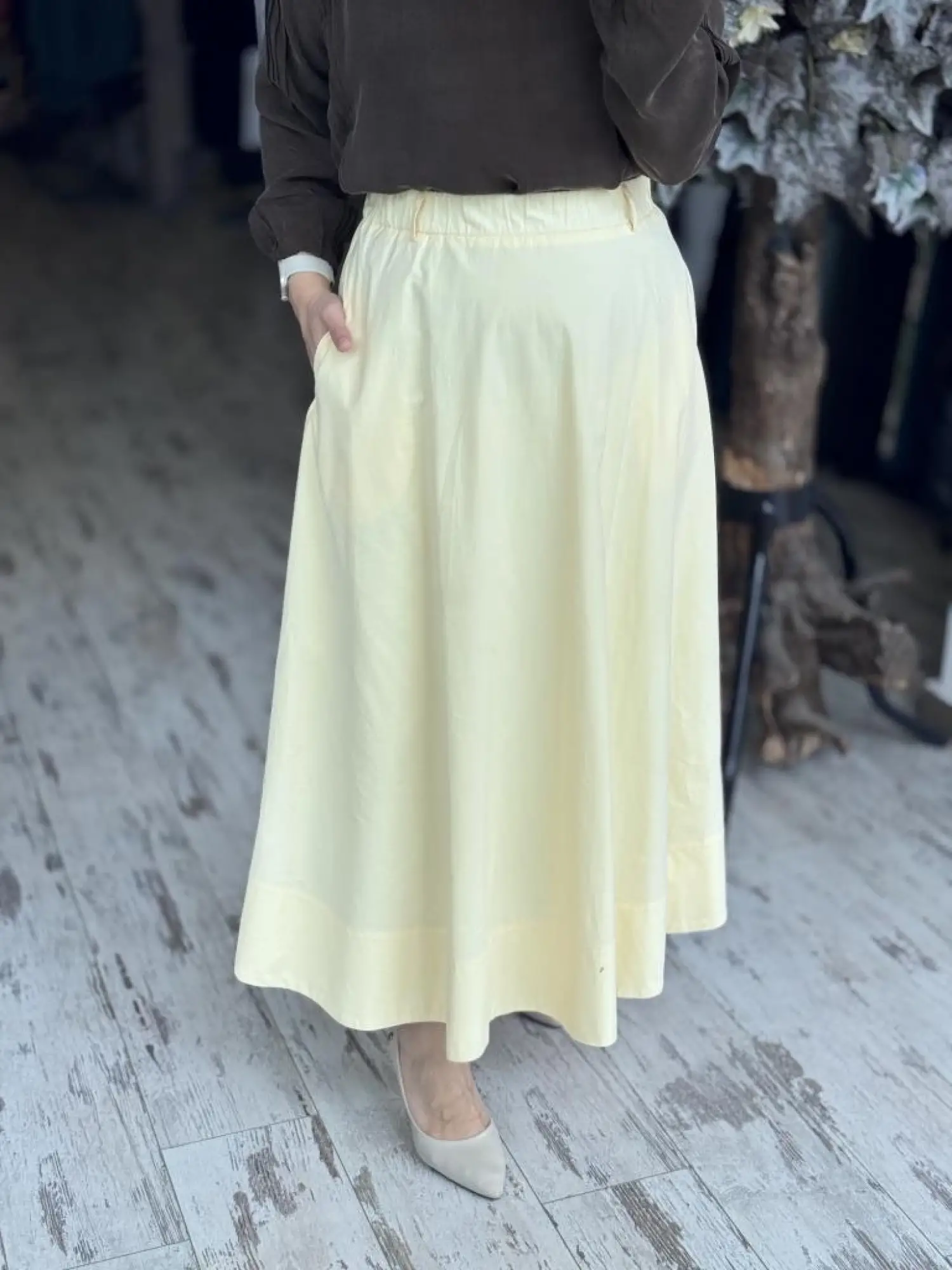 QooQ Store Sar Poplin Cepli Kloş Etek 25SS537