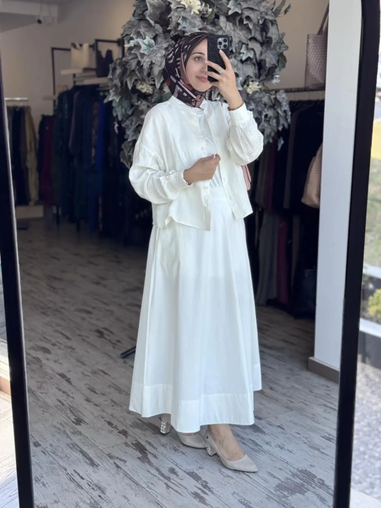 QooQ Store Sar Poplin Cepli Kloş Etek 25SS537