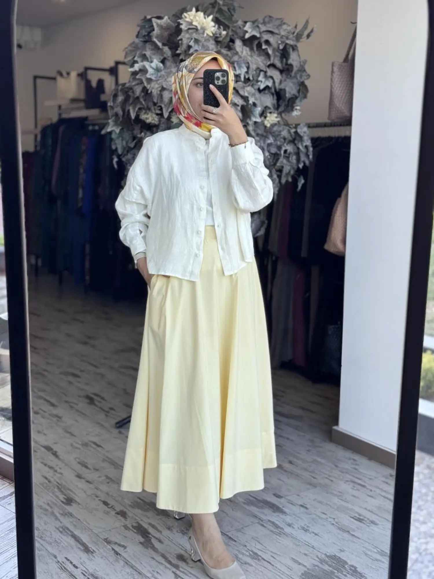 QooQ Store Sar Poplin Cepli Kloş Etek 25SS537