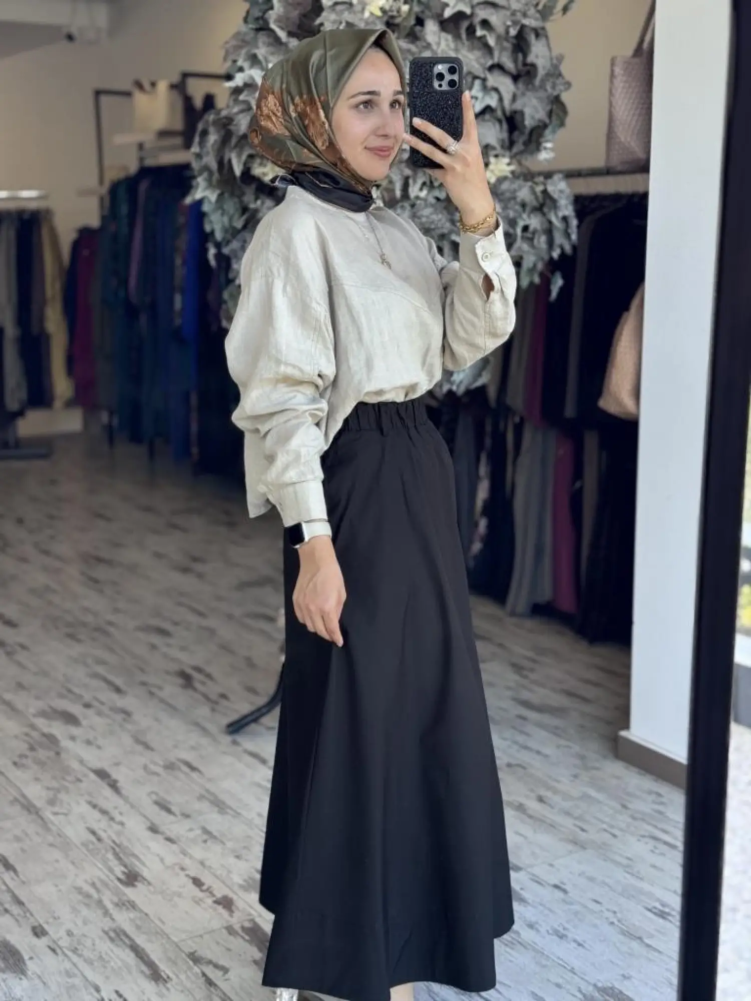 QooQ Store Sar Poplin Cepli Kloş Etek 25SS537