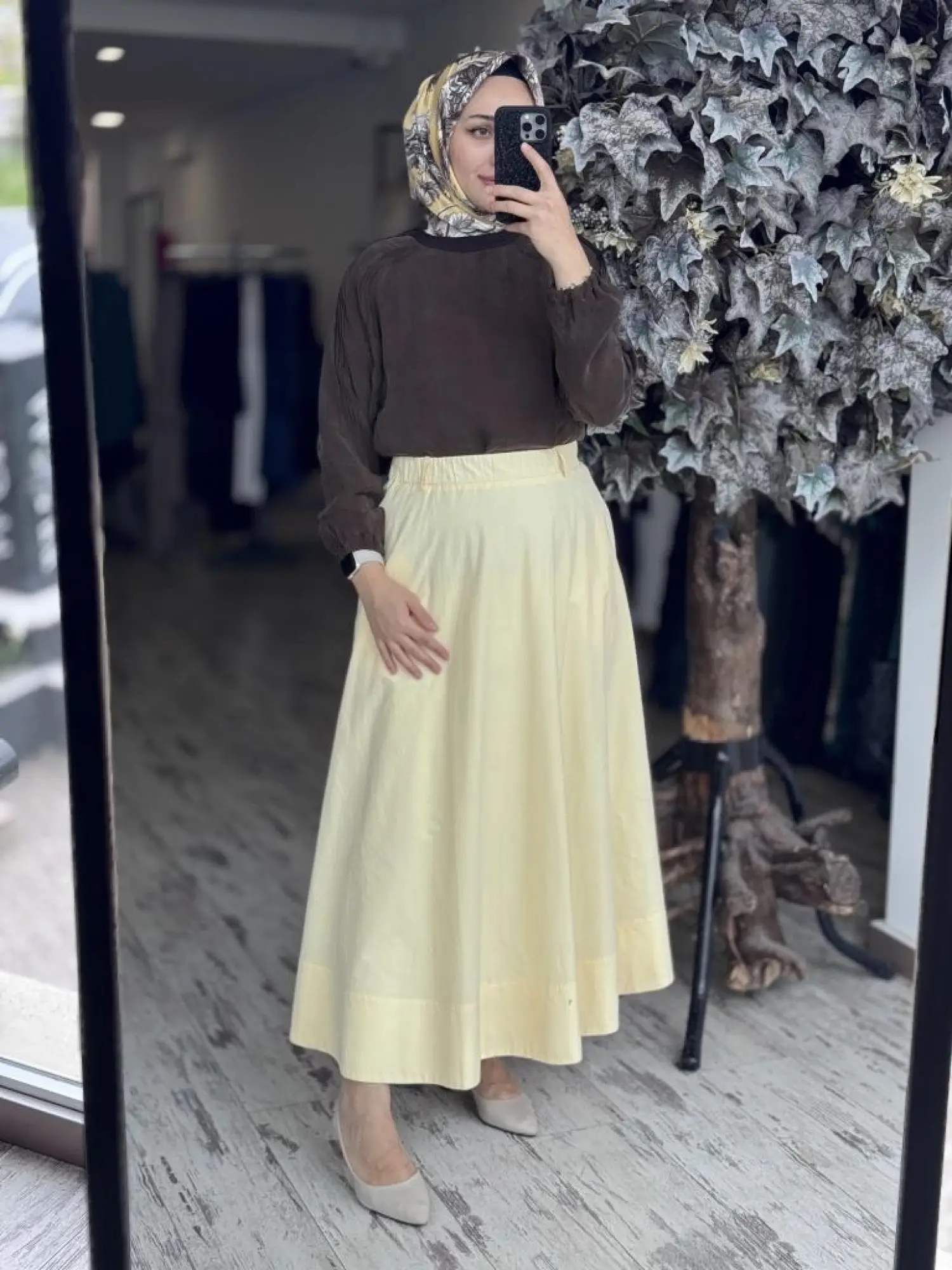 QooQ Store Sar Poplin Cepli Kloş Etek 25SS537