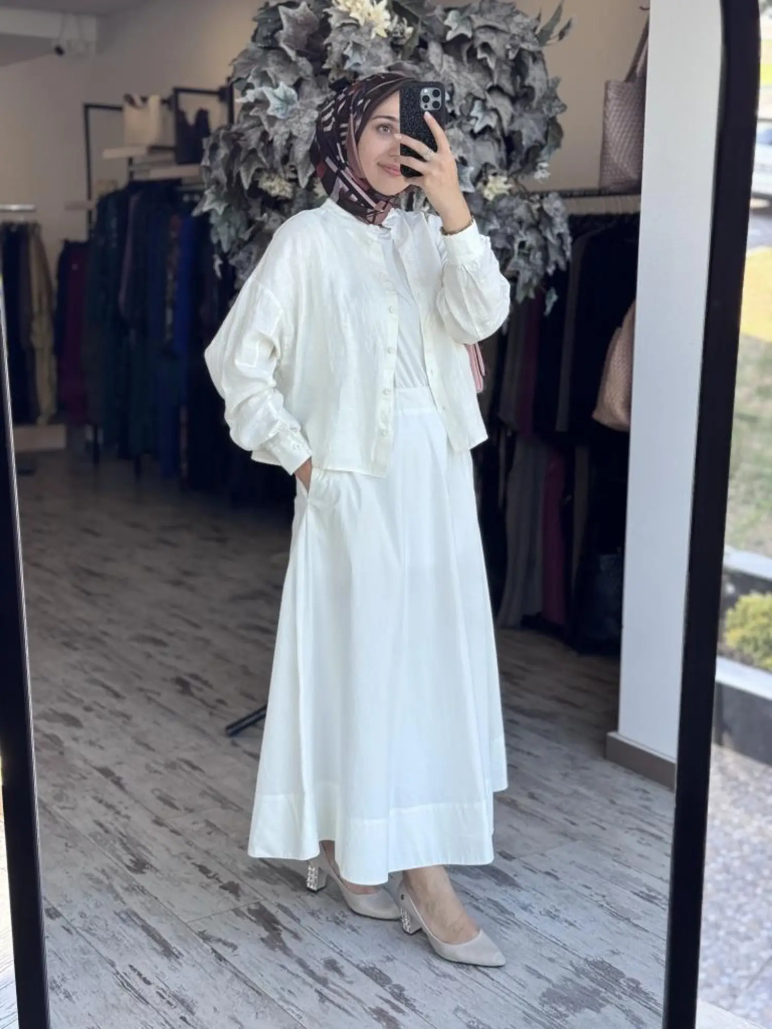 QooQ Store Sar Poplin Cepli Kloş Etek 25SS537