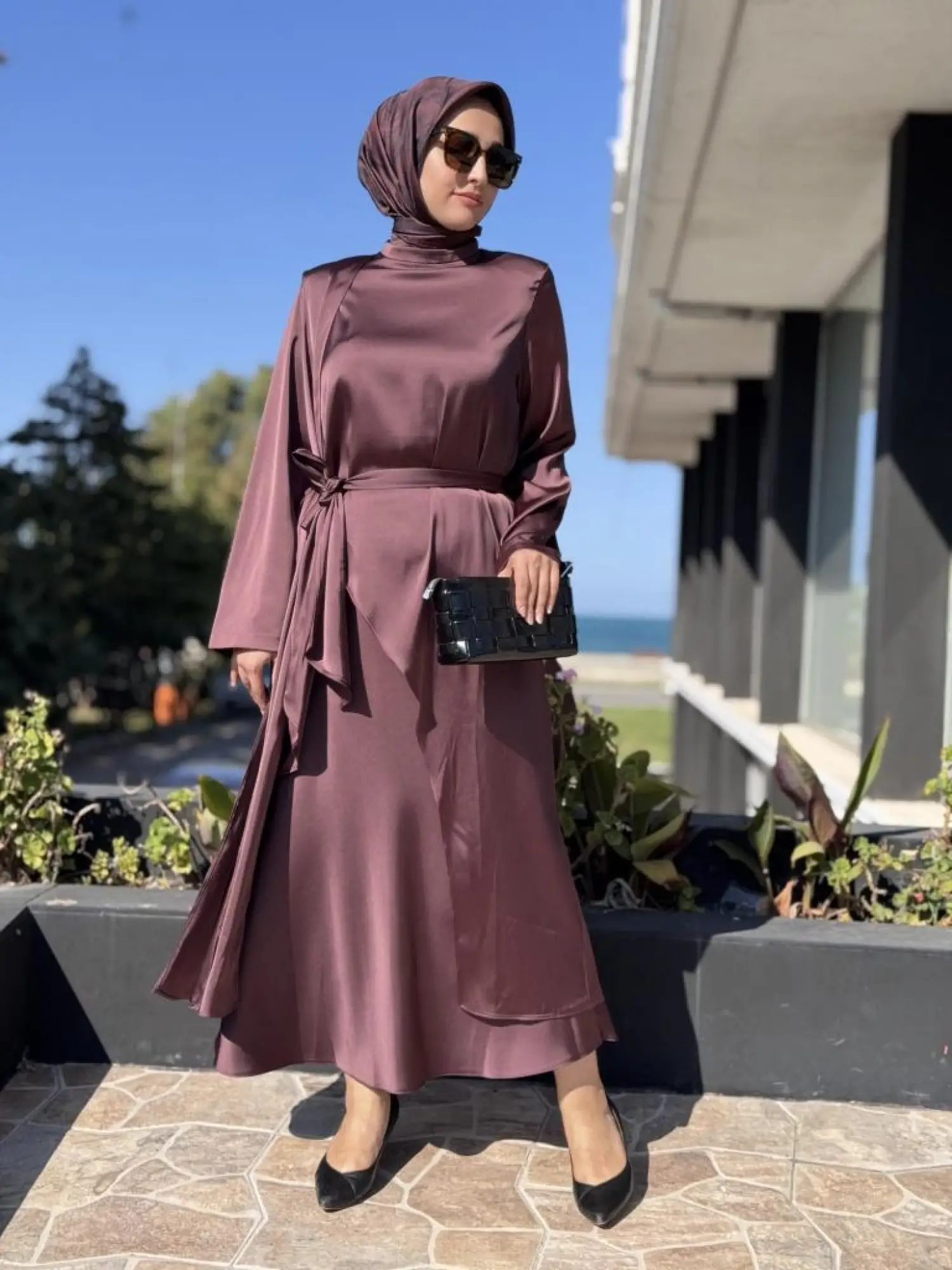 QooQ Store Saten Bluz Etek Takım 26FW201