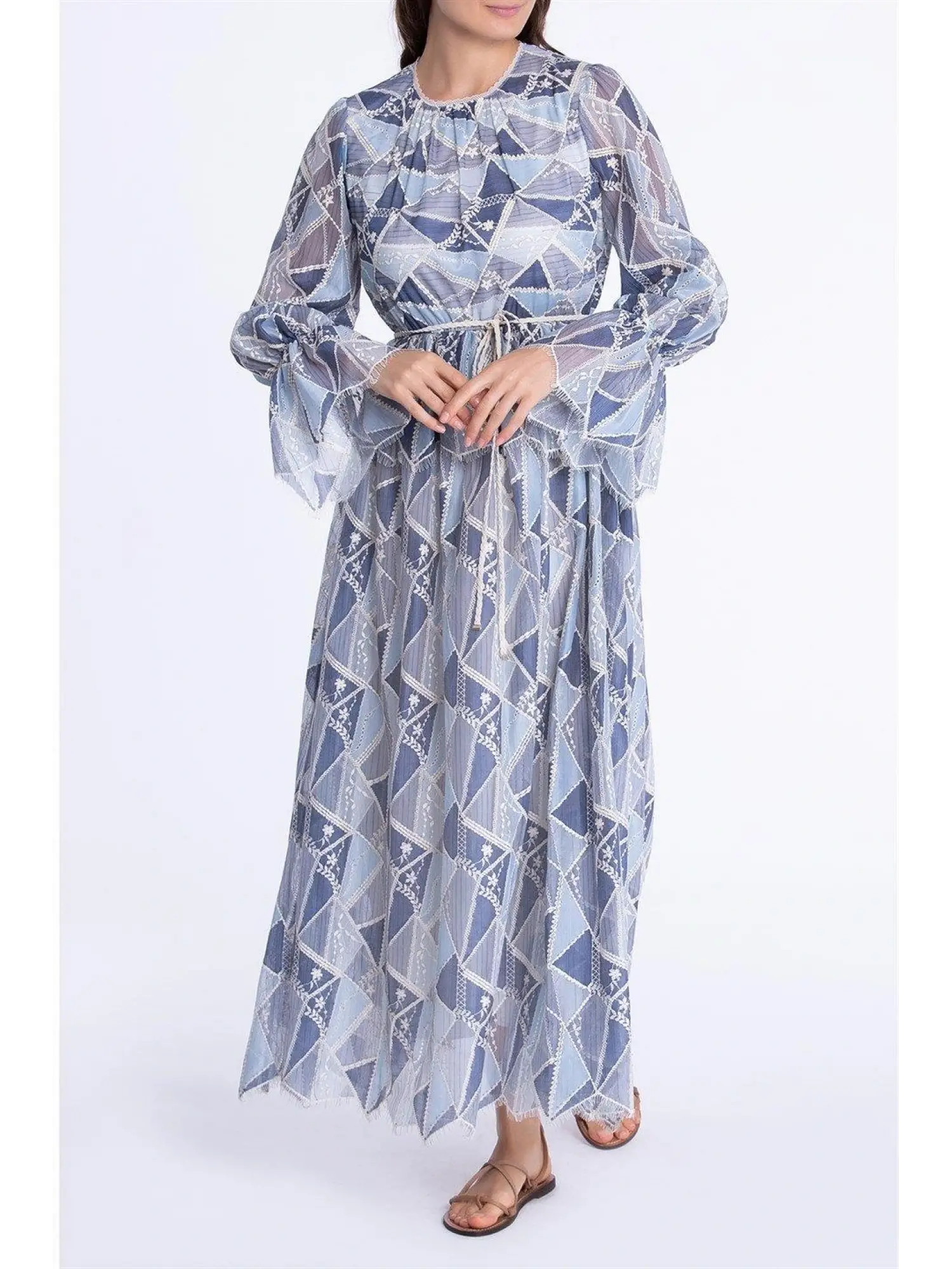 Qui Dantelli Mavi Elbise (11208)