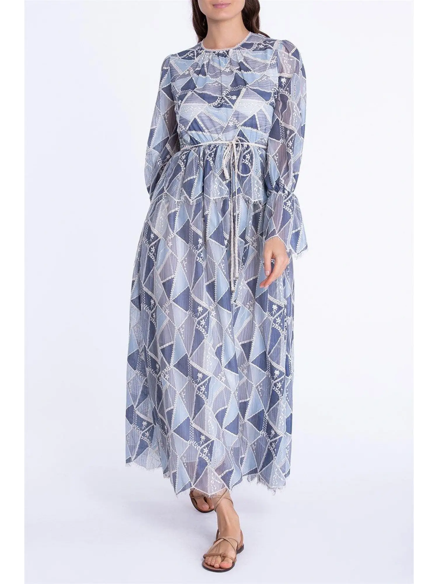 Qui Dantelli Mavi Elbise (11208)