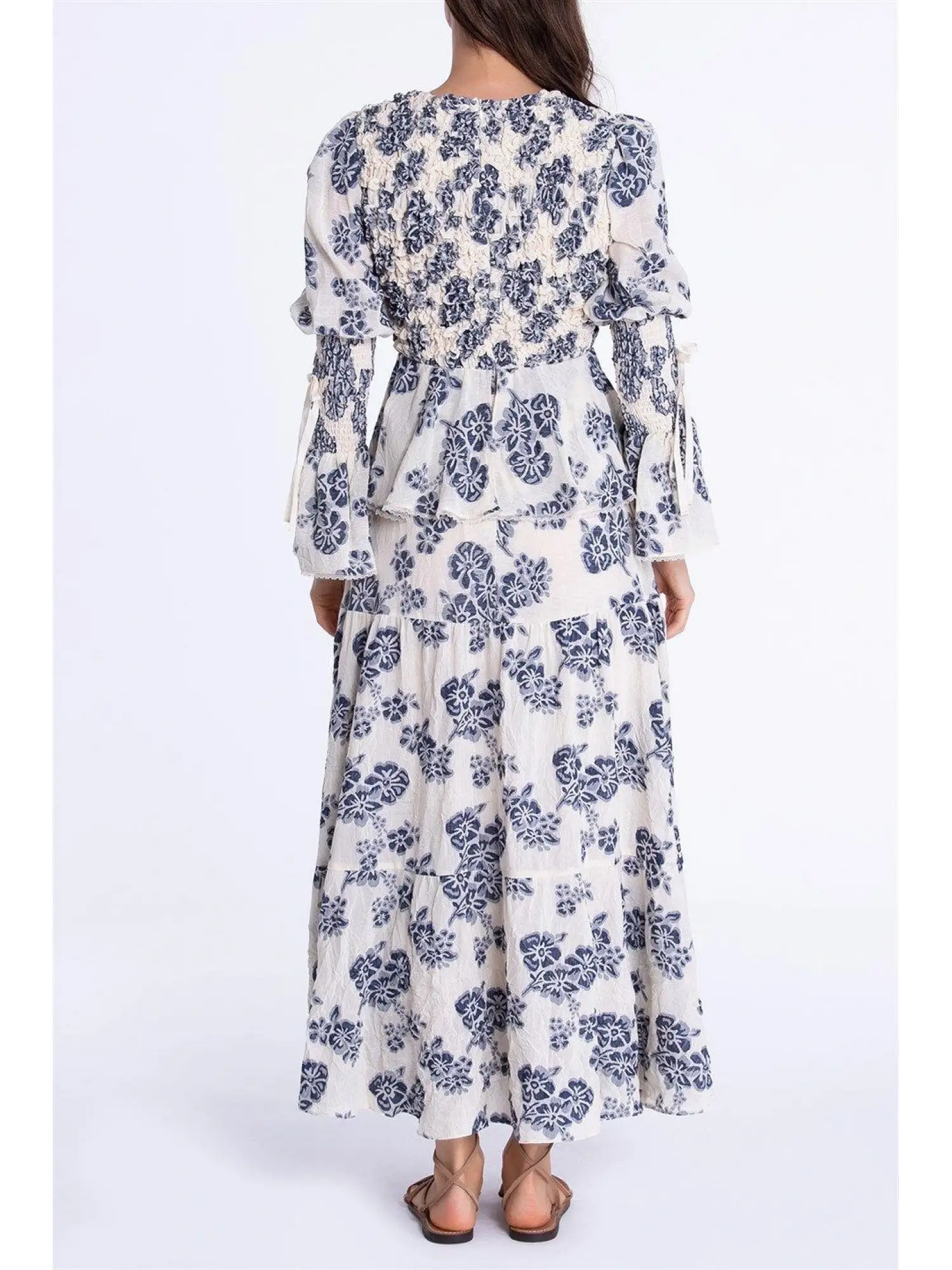 Qui Desenli Keten Elbise (11206)