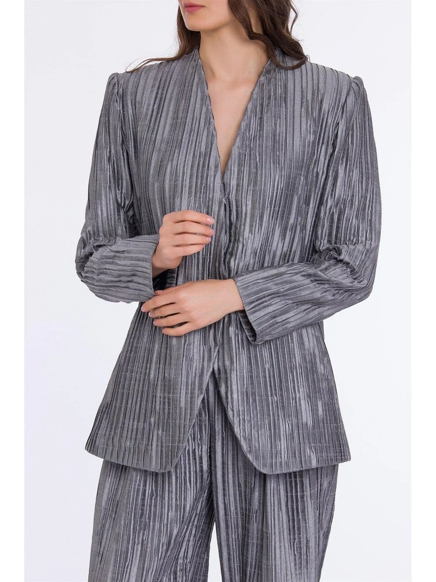 Qui Kraşlı Gümüş Ceket (61066)