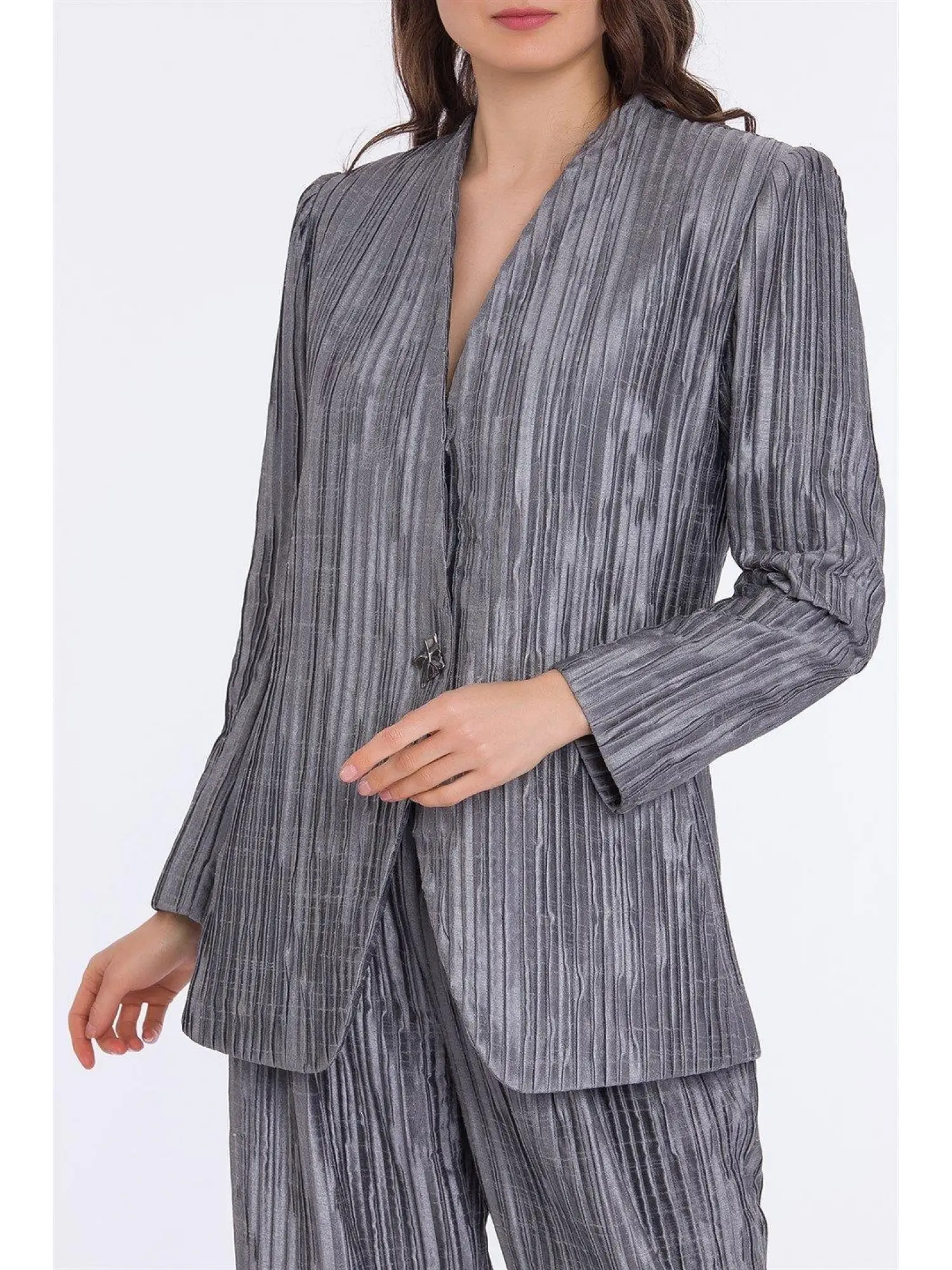 Qui Kraşlı Gümüş Ceket (61066)