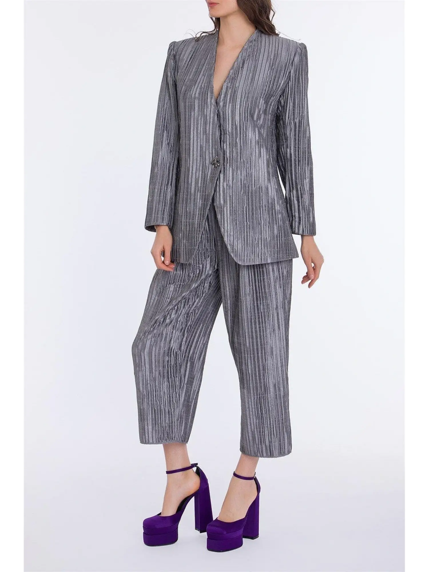 Qui Kraşlı Gümüş Ceket (61066)