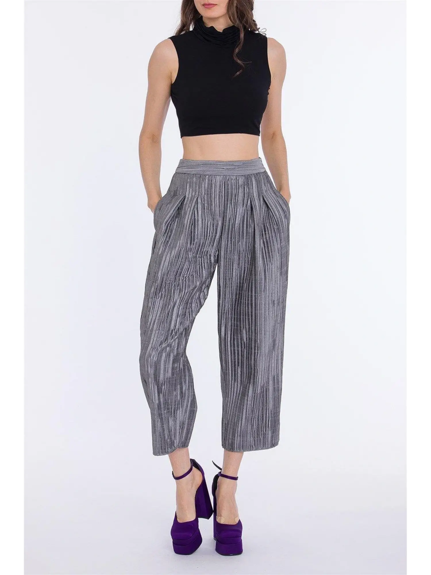 Qui Kraşlı Gümüş Pantolon (31198)