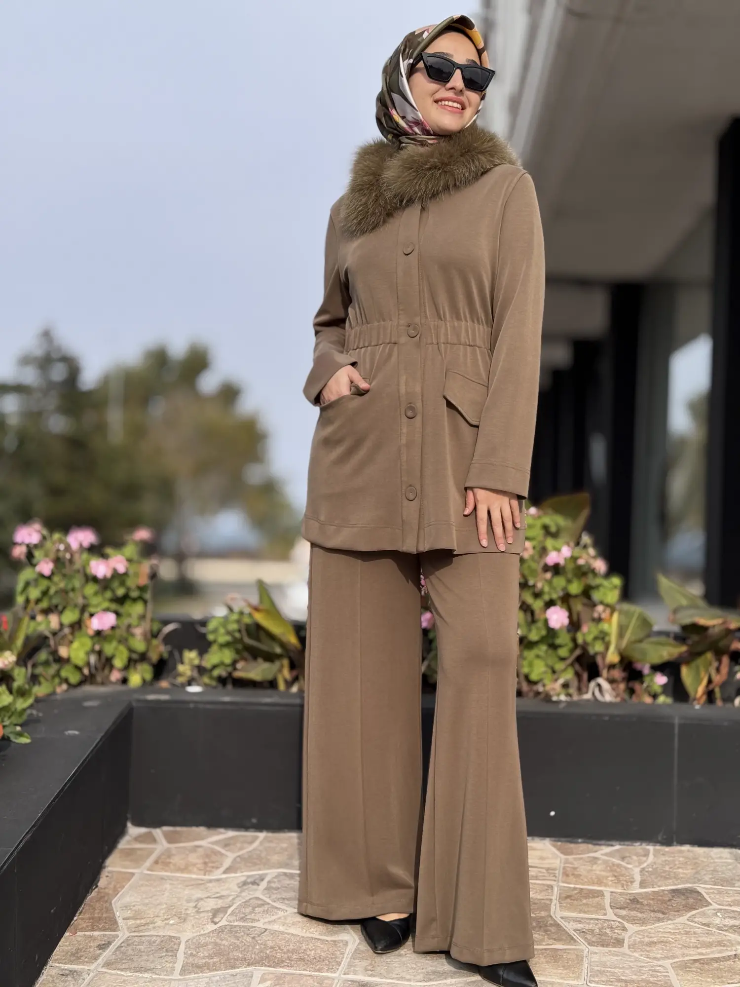 Qupra Belden Büzdürmeli Seyyar Kürklü Kap Pantolon Takım WAC92123