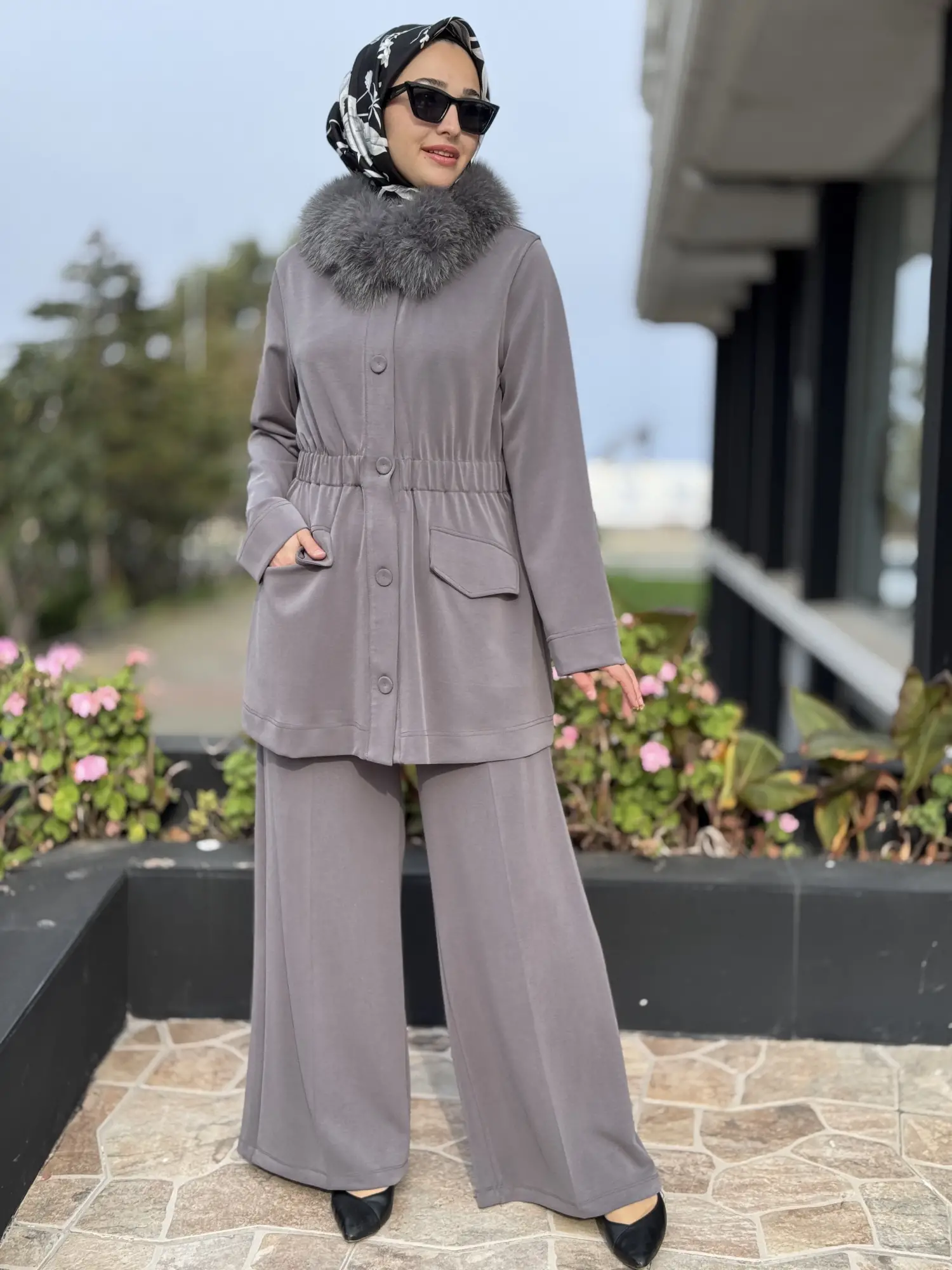 Qupra Belden Büzdürmeli Seyyar Kürklü Kap Pantolon Takım WAC92123