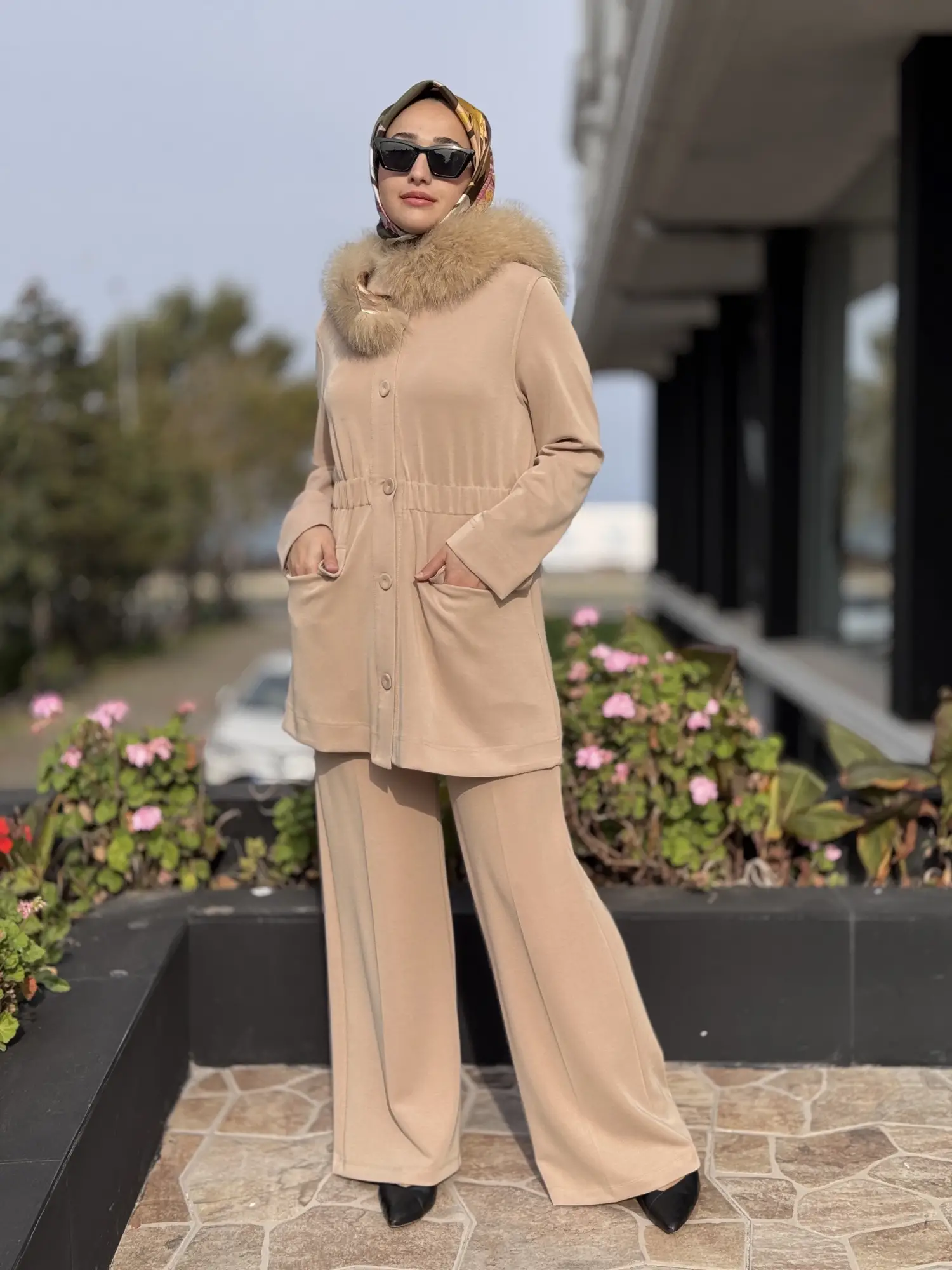 Qupra Belden Büzdürmeli Seyyar Kürklü Kap Pantolon Takım WAC92123