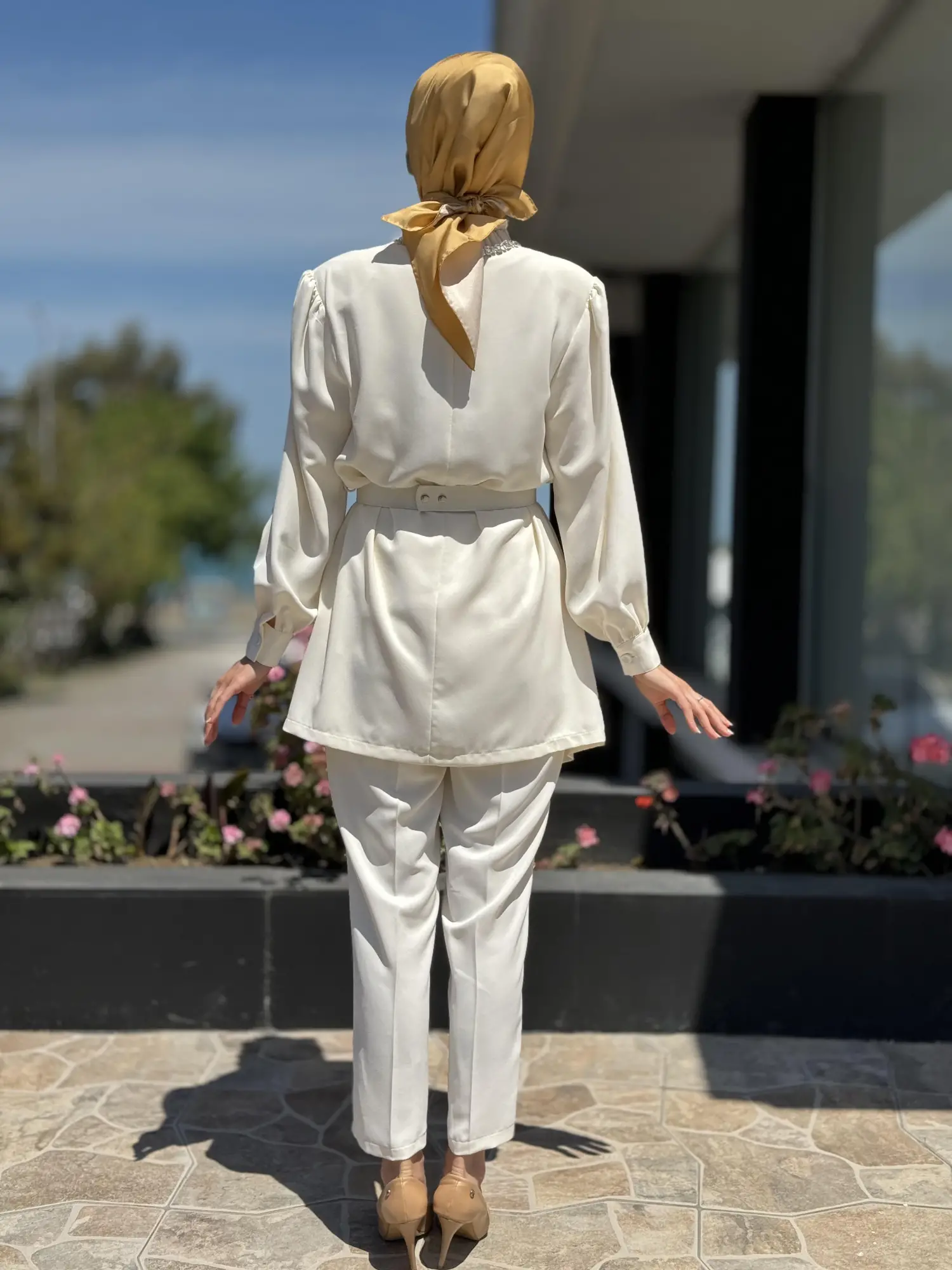 Qupra Boğazı Taşlı Tunik Pantolon Şık Takım QAY62087