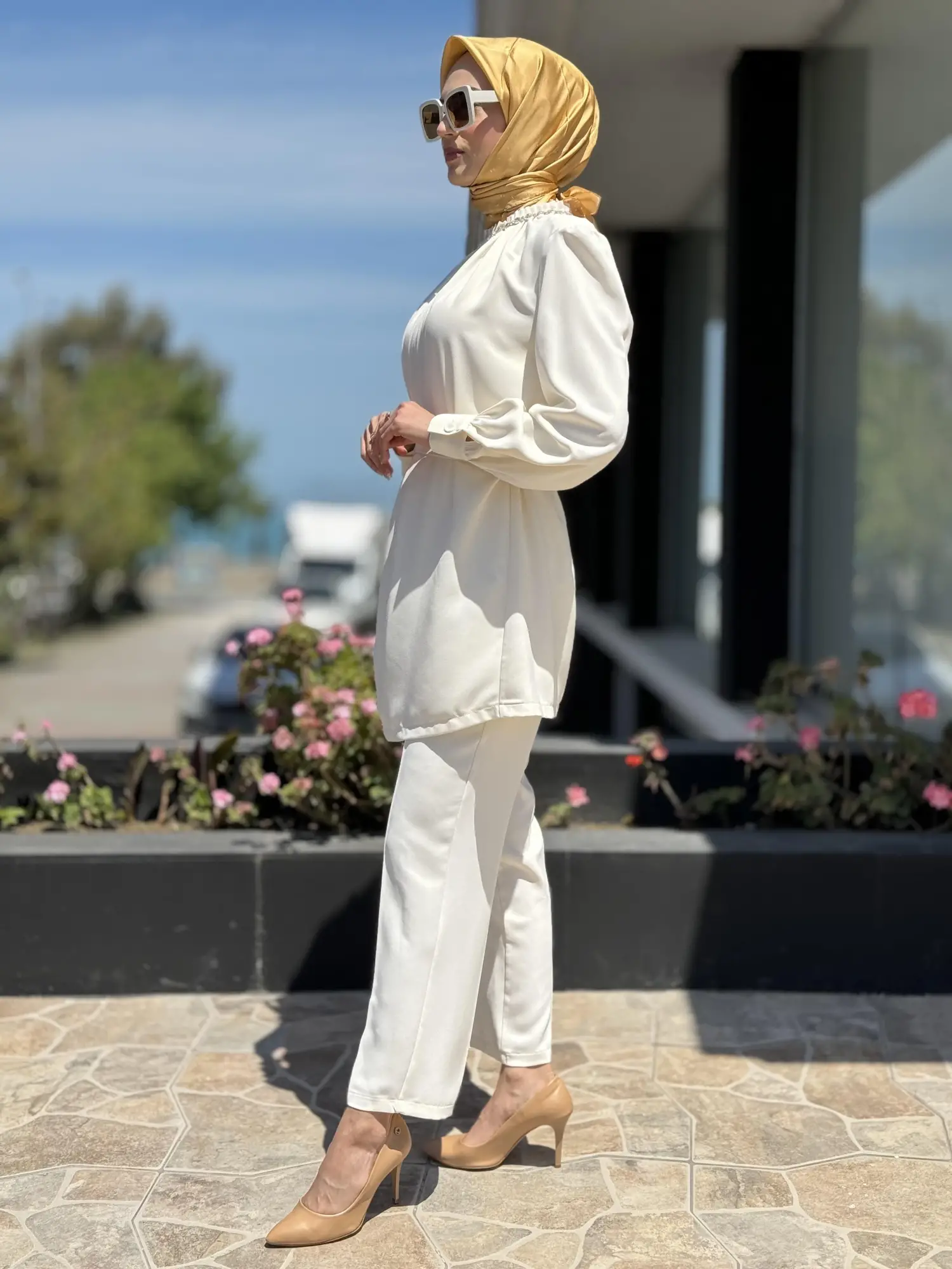 Qupra Boğazı Taşlı Tunik Pantolon Şık Takım QAY62087