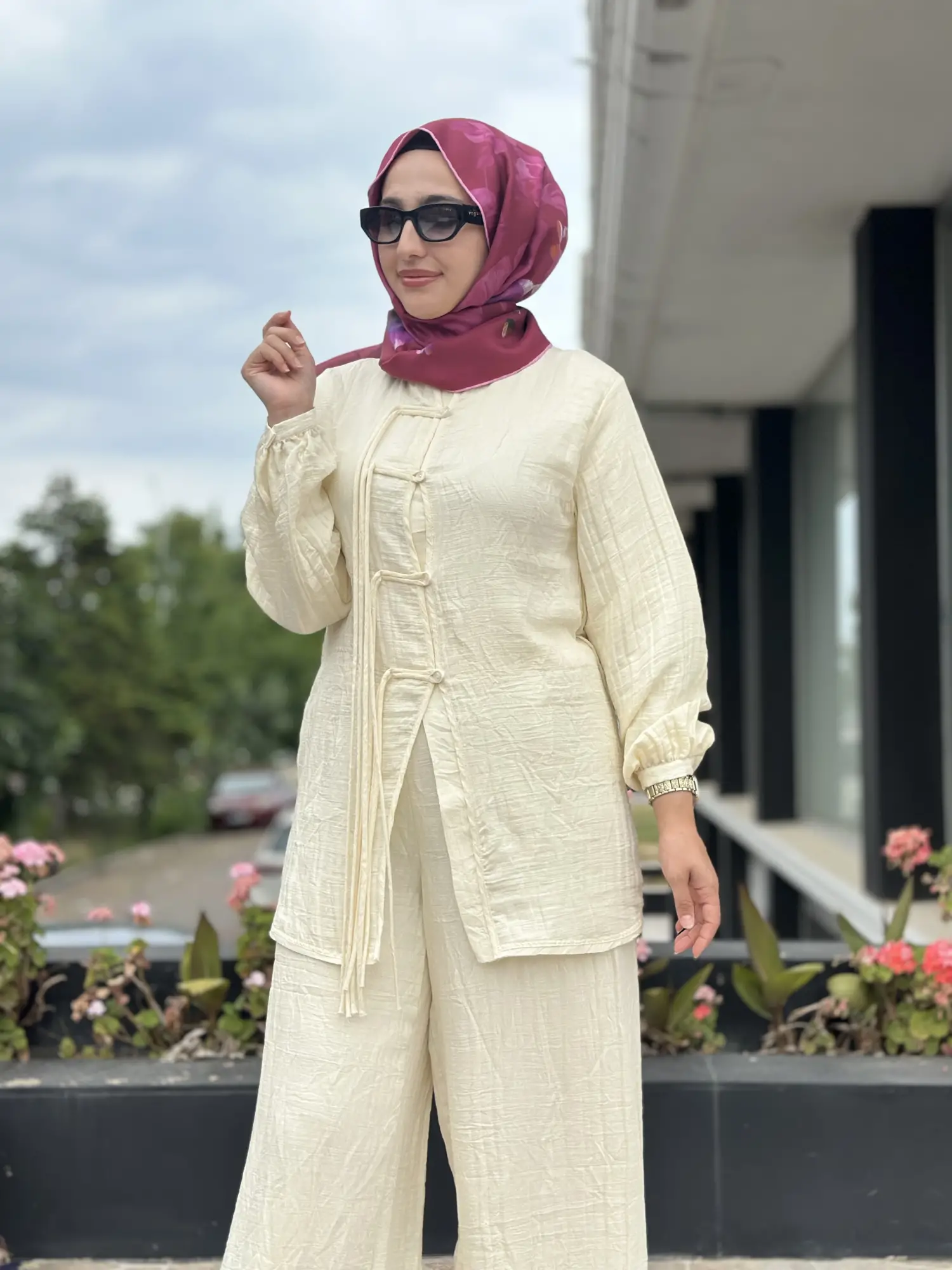 Qupra Brit Detaylı Tensel Tunik Pantolon Takım WAD12130